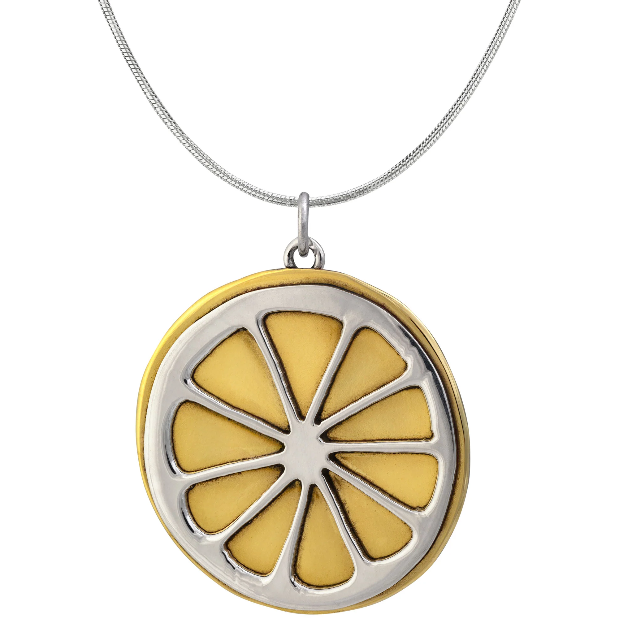 Lemon Slice Sterling & Brass Necklace - Image 2