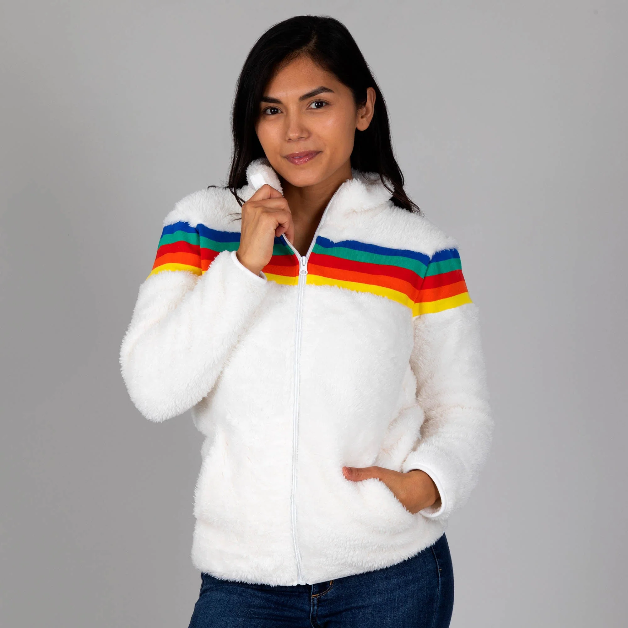 Wrapped in a Rainbow Fleece Jacket - Image 3