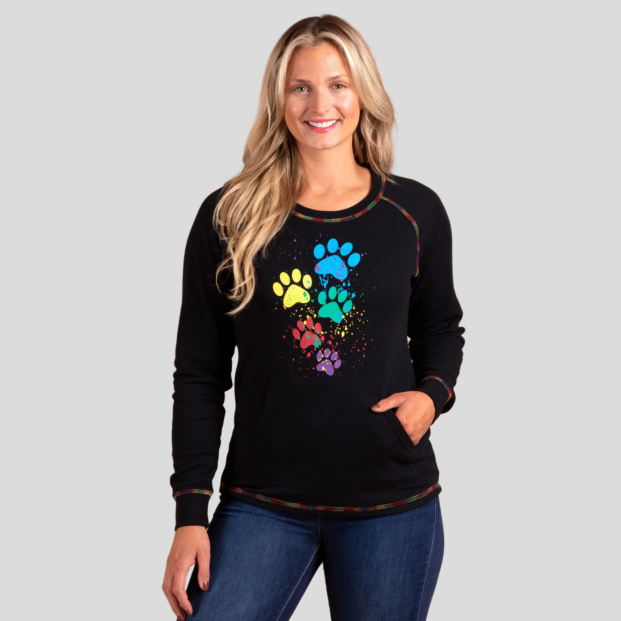 Paint & Paws Rainbow Stitch Thermal Top - Image 10