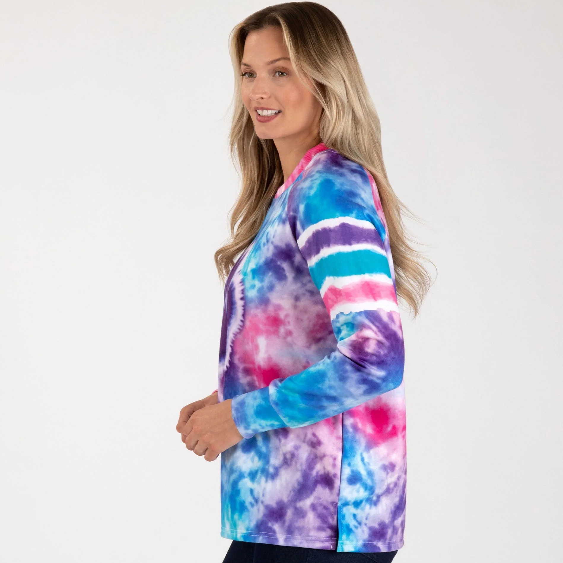 Paw Tie-Dye Stripe Lightweight Crew Sweatshirt - Image 5