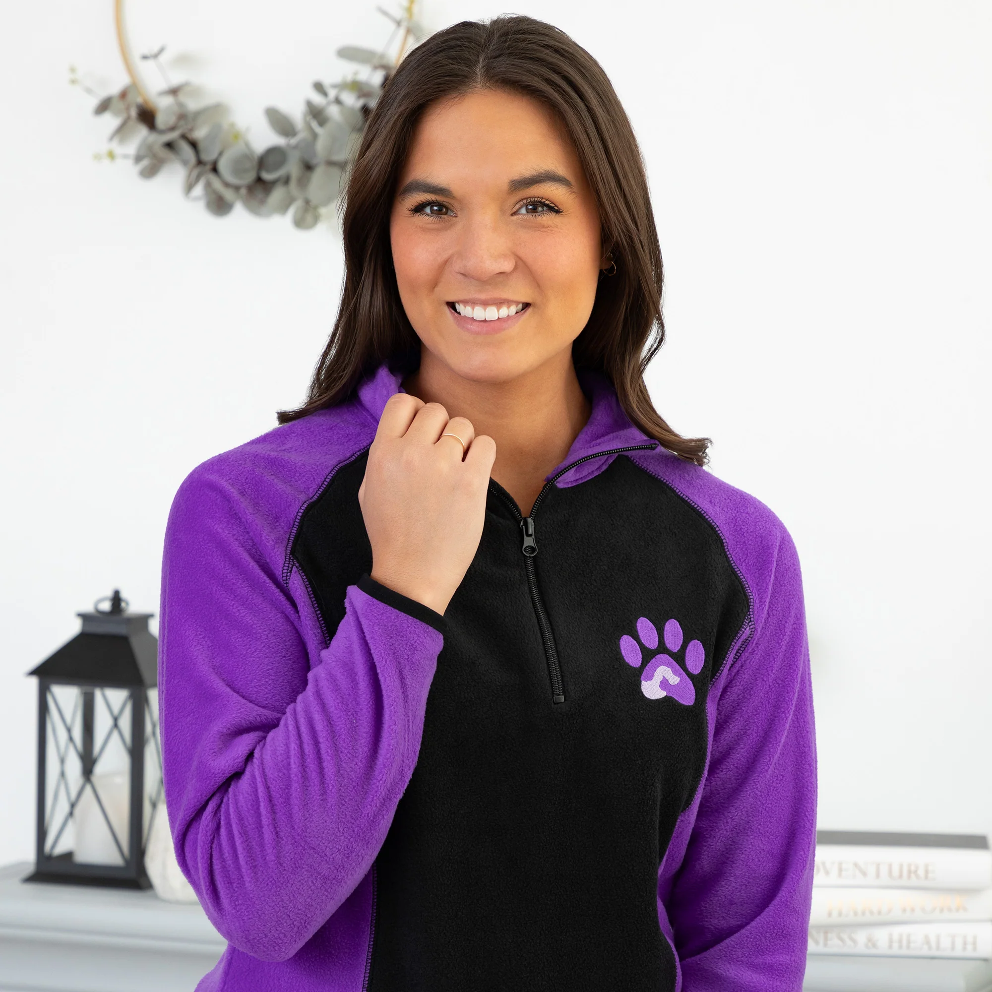 Paw Print Polar Fleece Quarter Zip Pullover - Image 4
