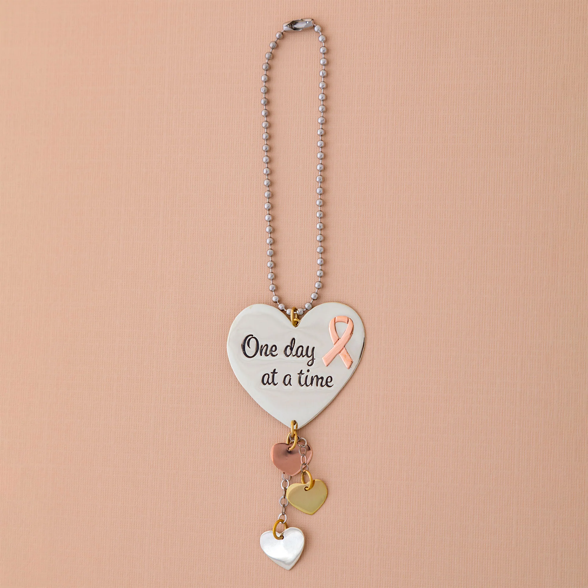 Pink Ribbon One Day at a Time Car Charm - Image 2