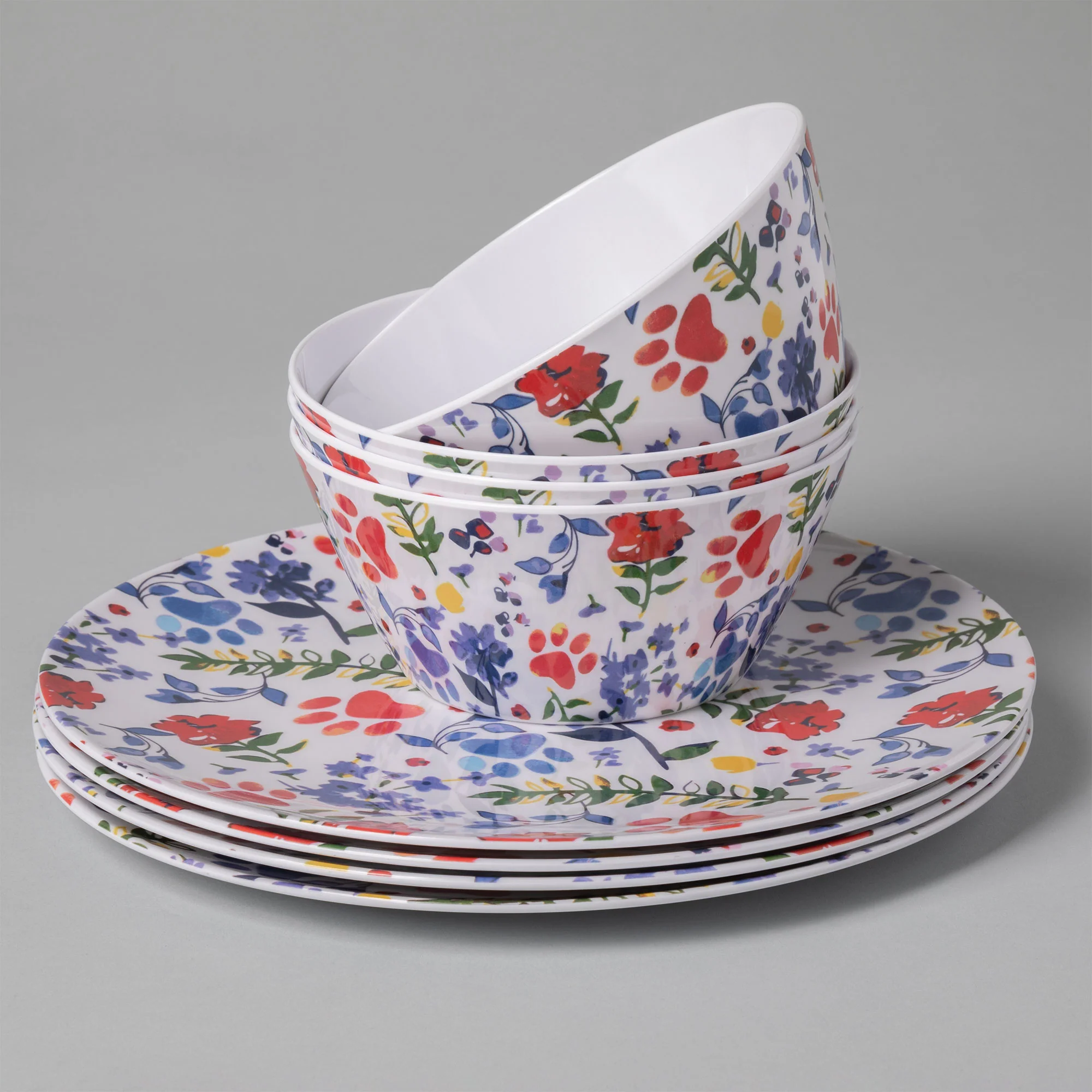 Flower Garden Paws Melamine Dinnerware Set - Set of 4 - Image 3
