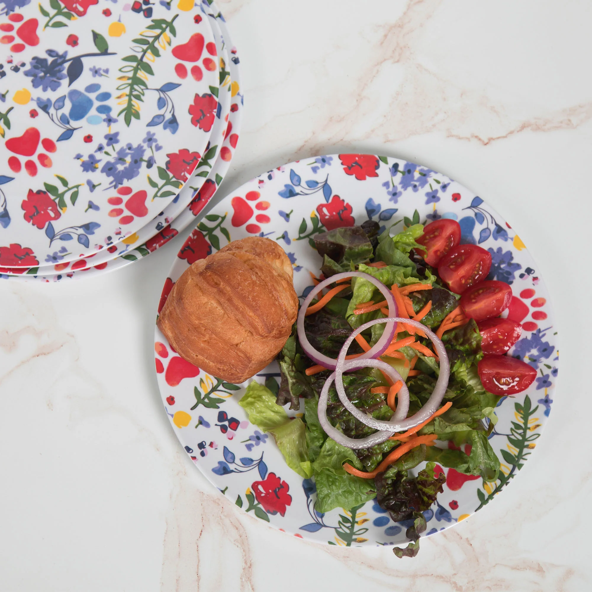 Flower Garden Paws Melamine Dinnerware Set - Set of 4 - Image 6