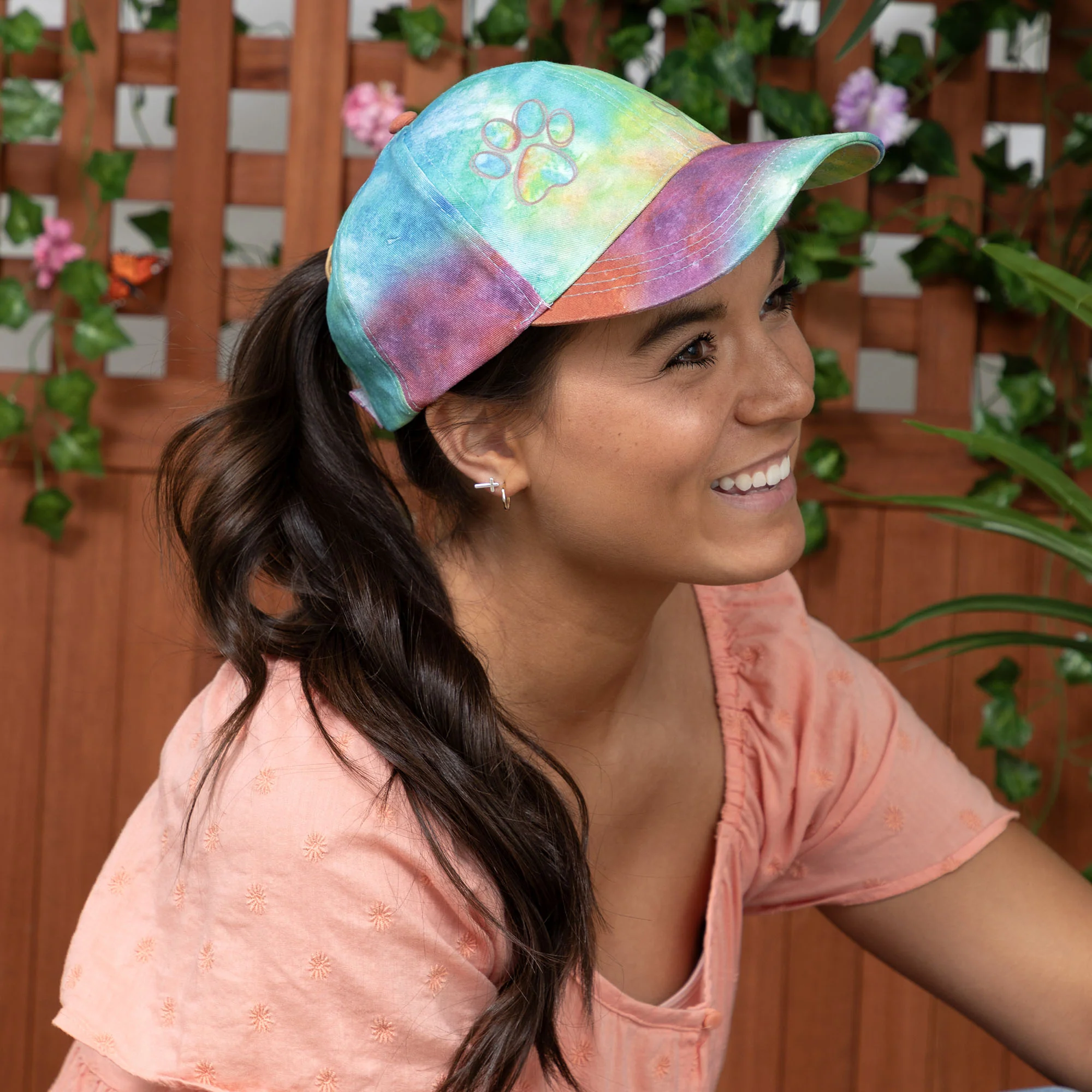 Paw Print Tie-Dye Ponytail Hat - Image 15