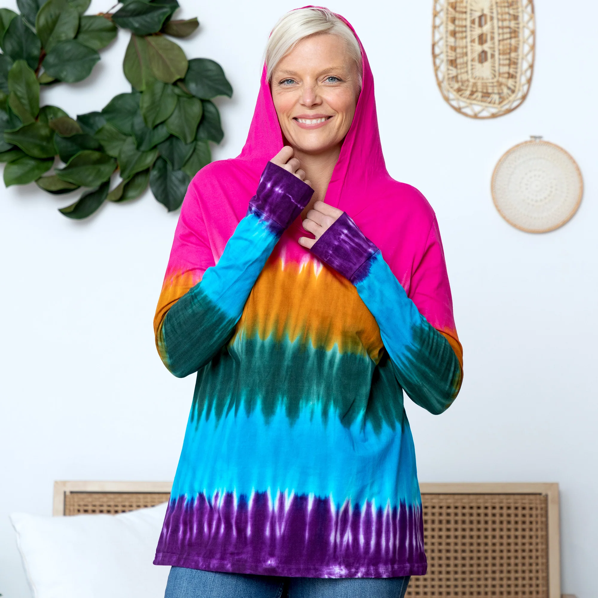 Rainbow Tie-Dye Hooded Tunic - Image 8