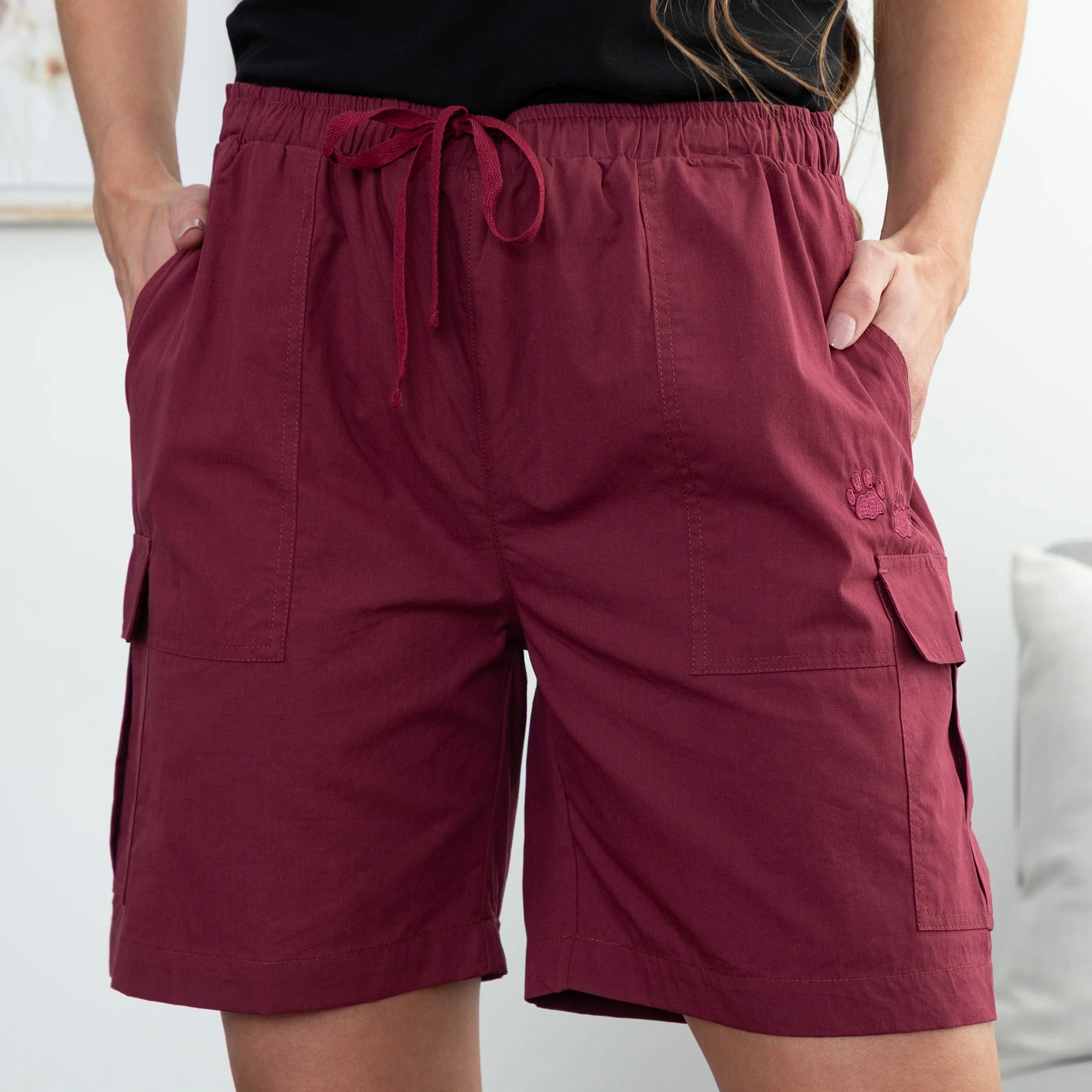 Paw Print Cargo Canvas Shorts - Image 17