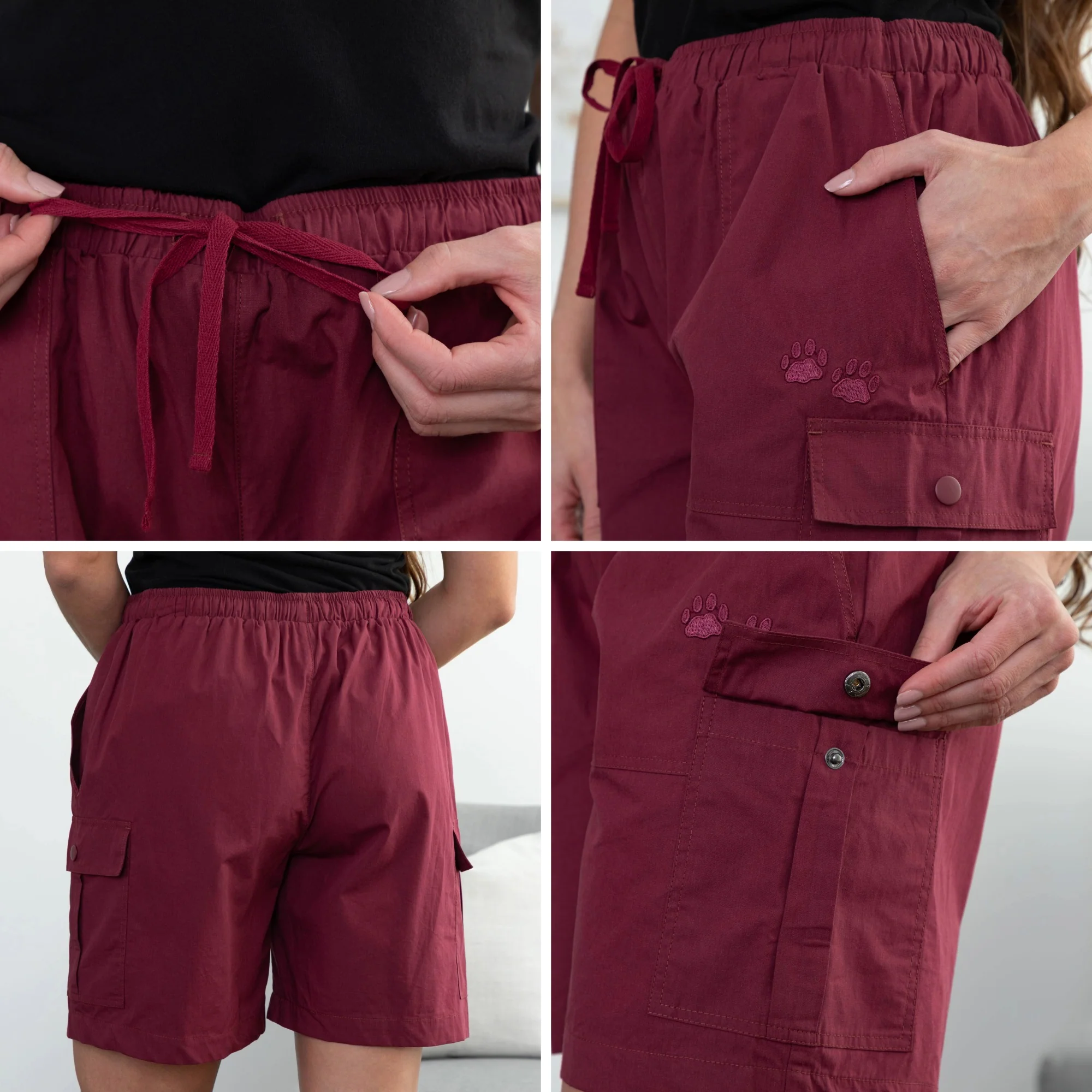 Paw Print Cargo Canvas Shorts - Image 19