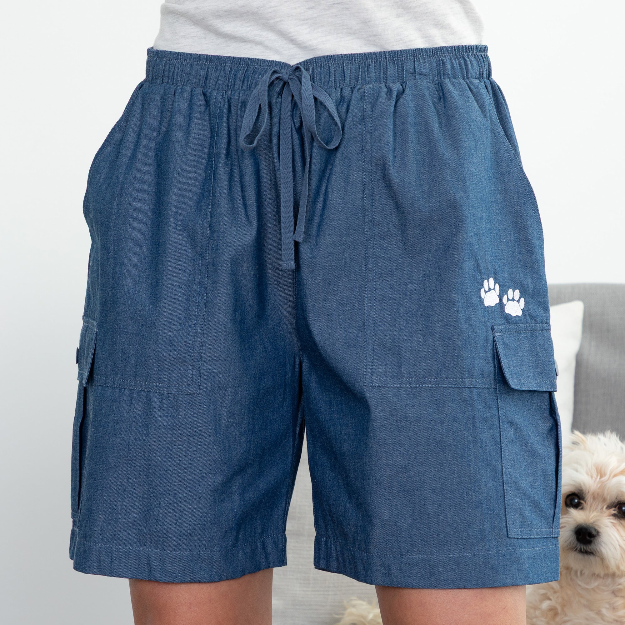 Paw Print Cargo Canvas Shorts - Image 21