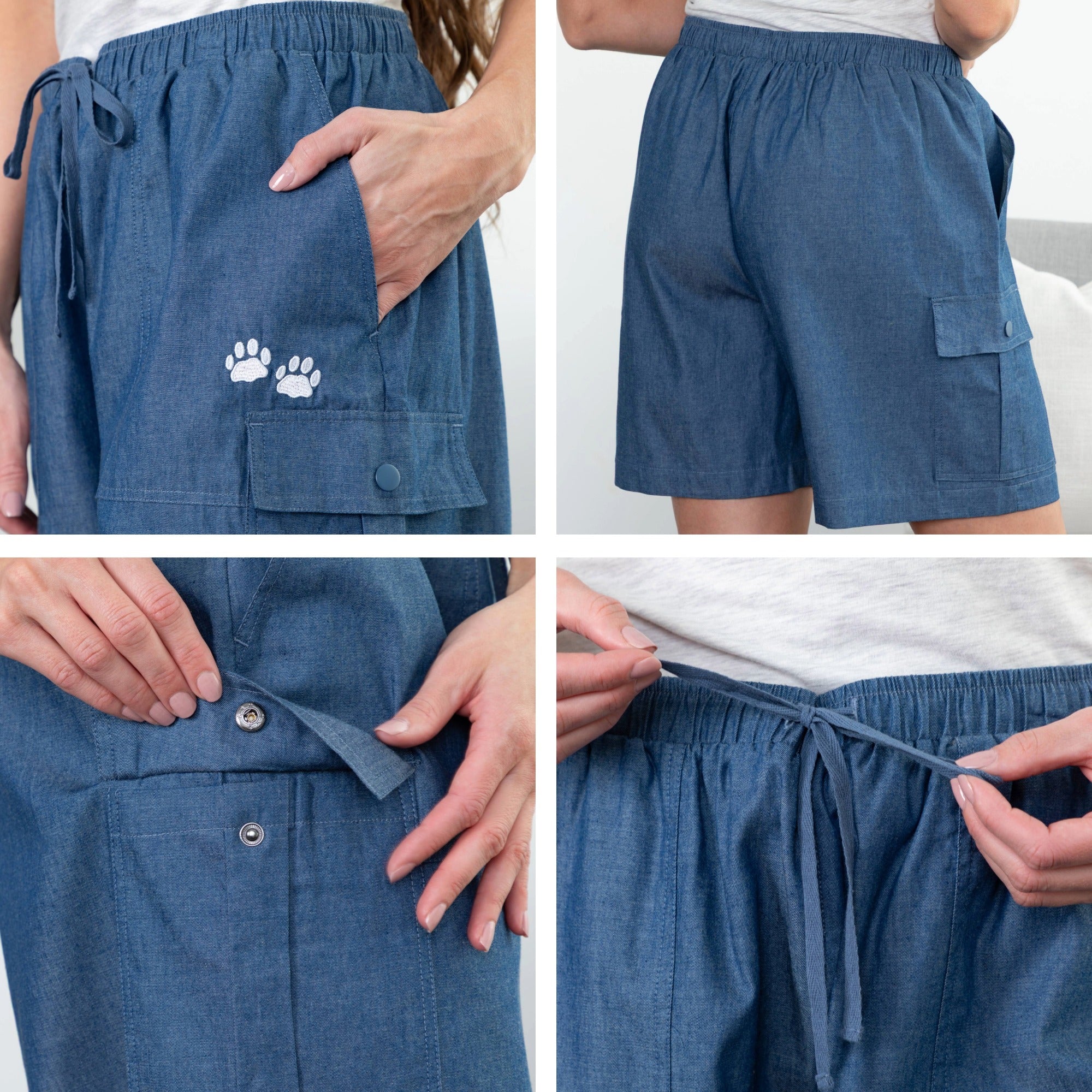 Paw Print Cargo Canvas Shorts - Image 23
