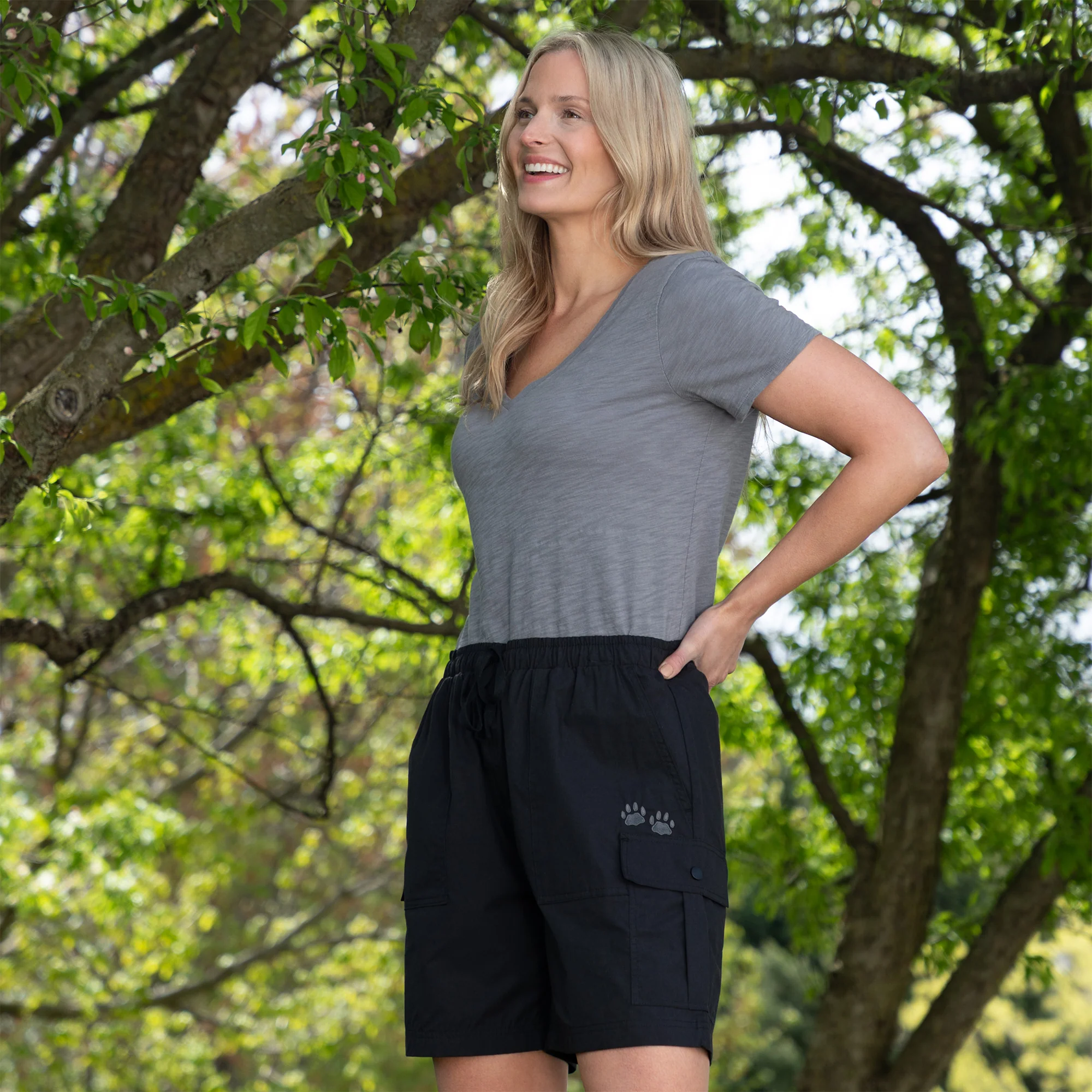 Paw Print Cargo Canvas Shorts - Image 6