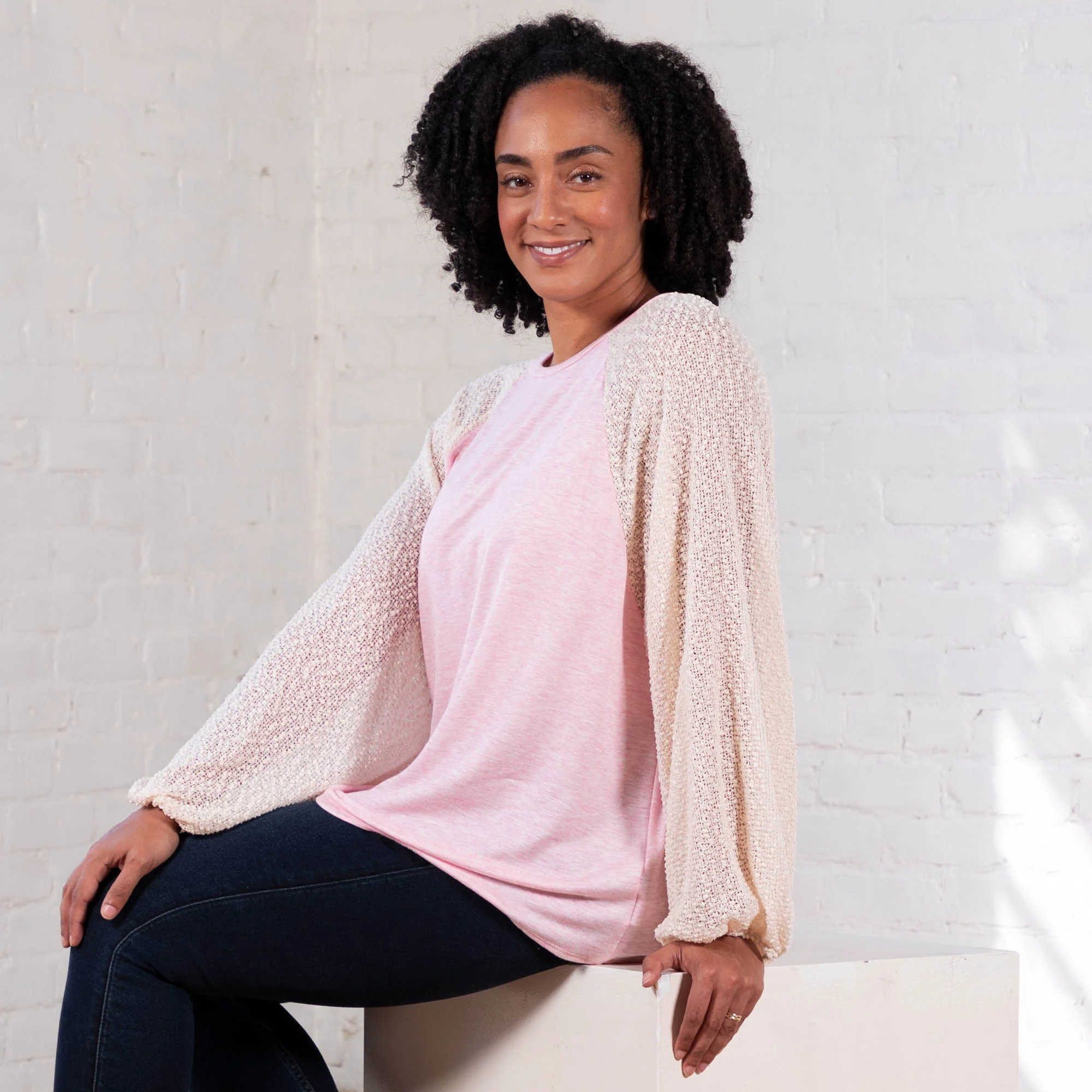 Women's Popcorn Sleeve Raglan Top - Image 2
