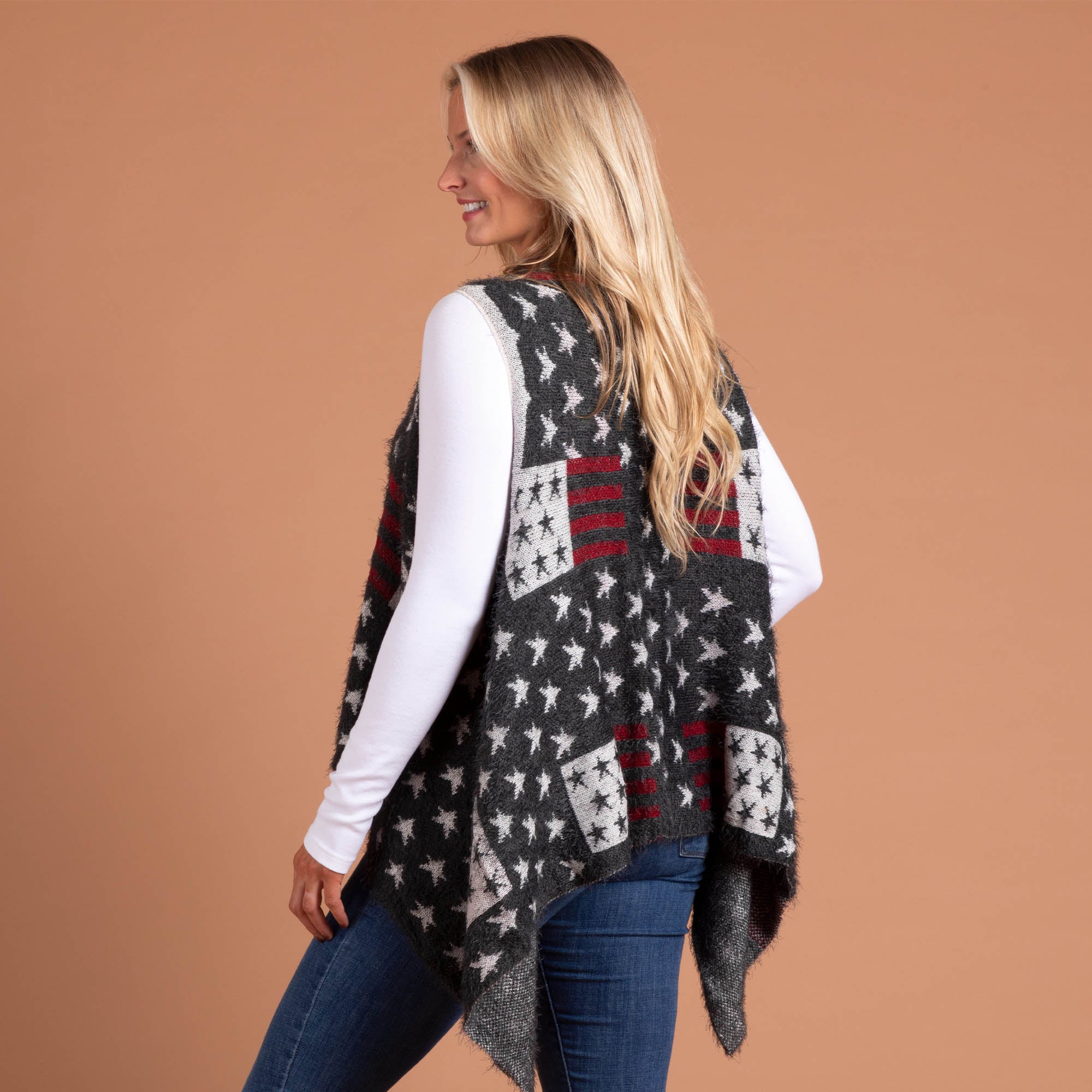 Americana Knit Open Sweater Vest - Image 2