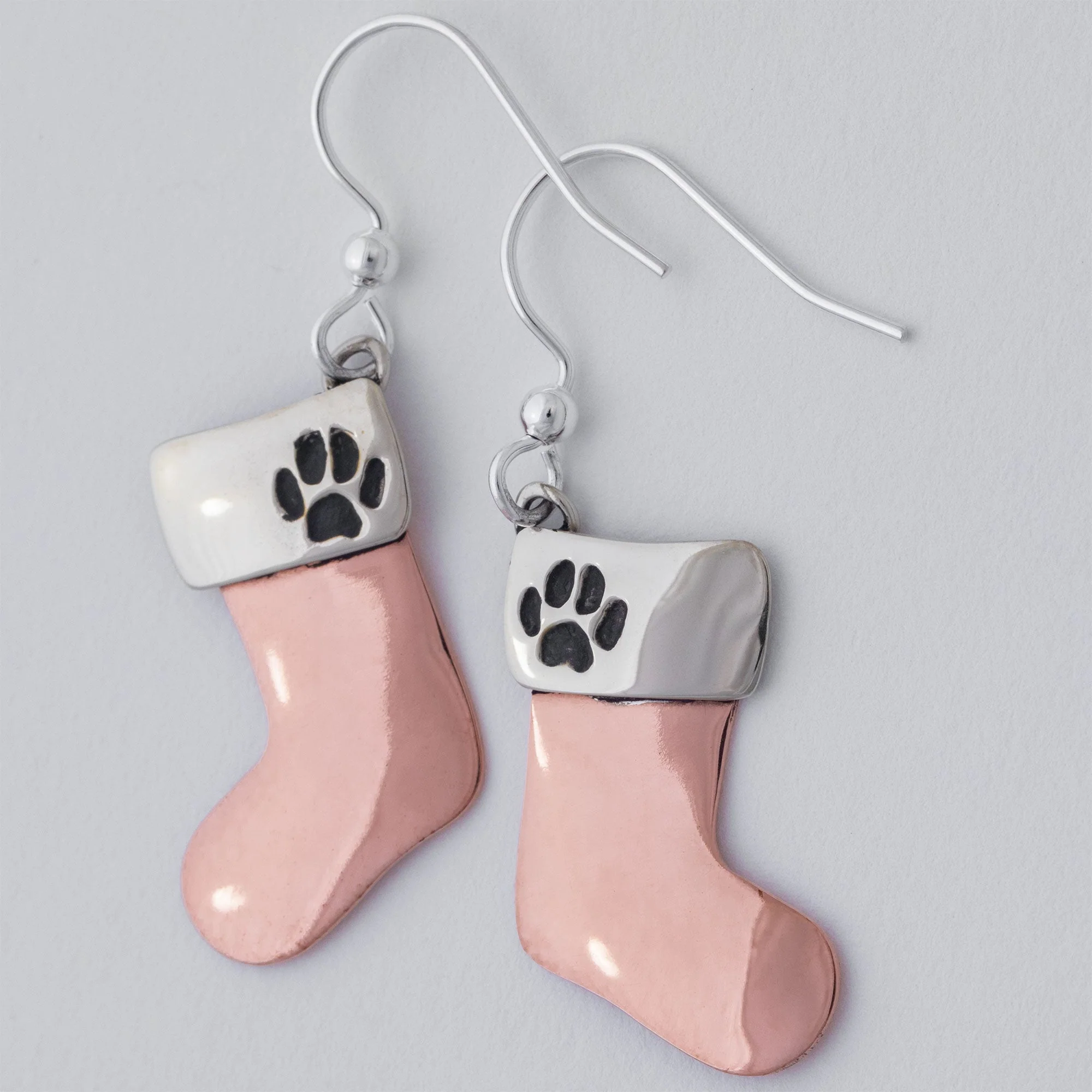 Stocking Stuffer Paw Print Mixed Metal Earrings - Image 2