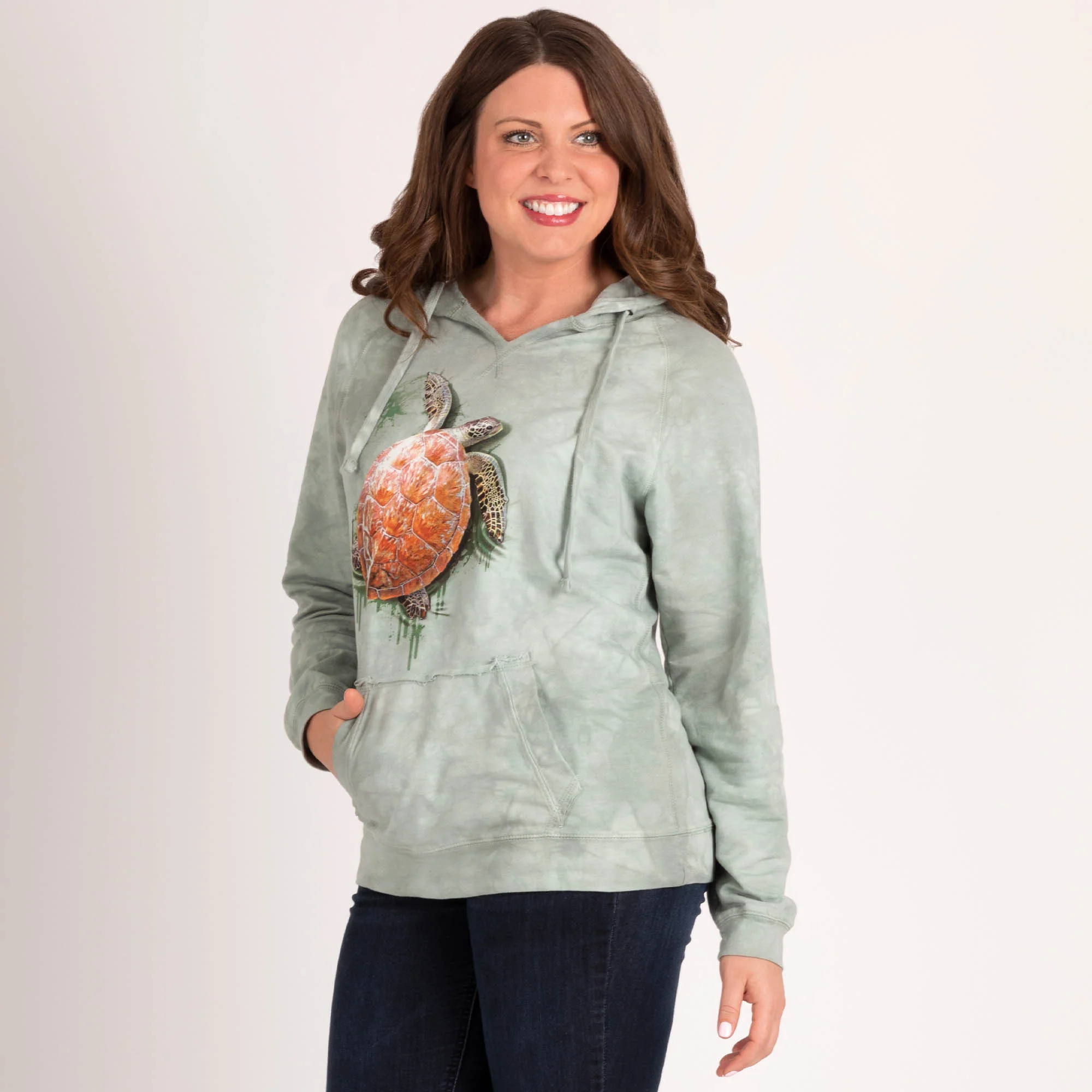 Turtle Tie-Dye Women's Pullover Hoodie - Image 2
