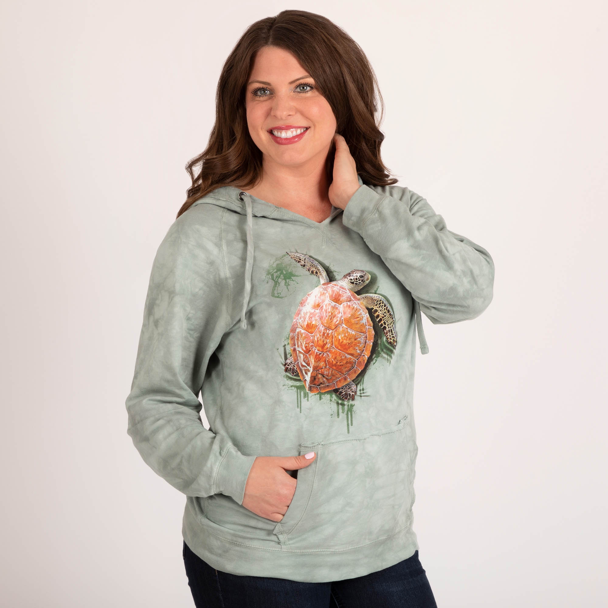 Turtle Tie-Dye Women's Pullover Hoodie - Image 4