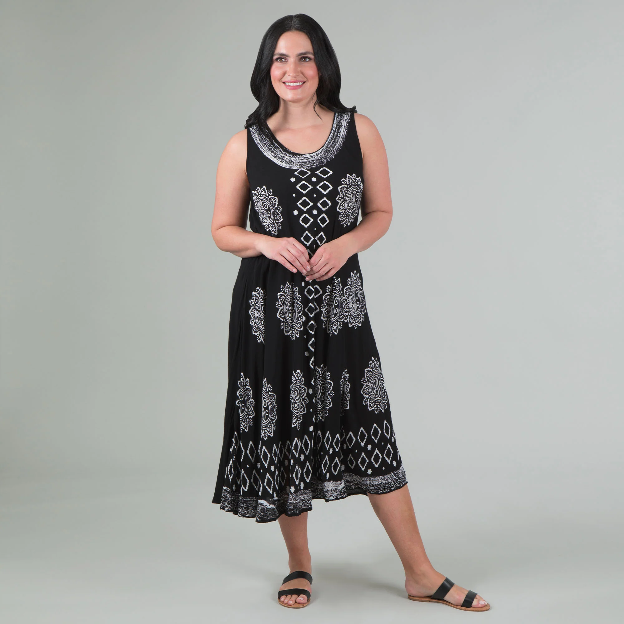 Black & White Print Sleeveless Midi Dress - Image 5