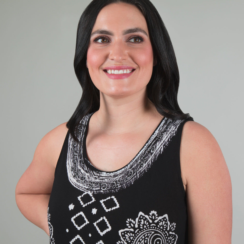 Black & White Print Sleeveless Midi Dress - Image 8