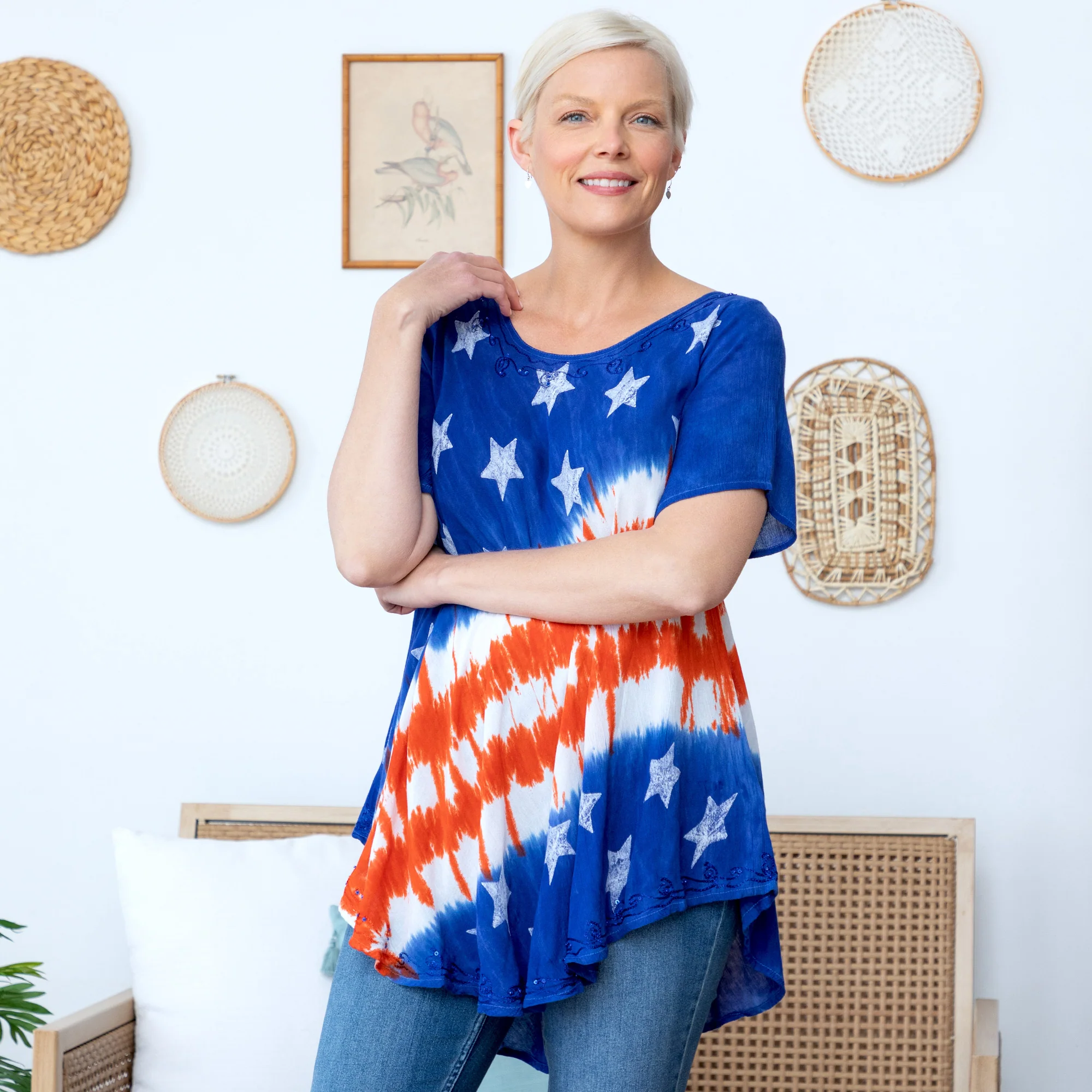 Diagonal Stars & Stripes Short Sleeve Tunic - Image 5