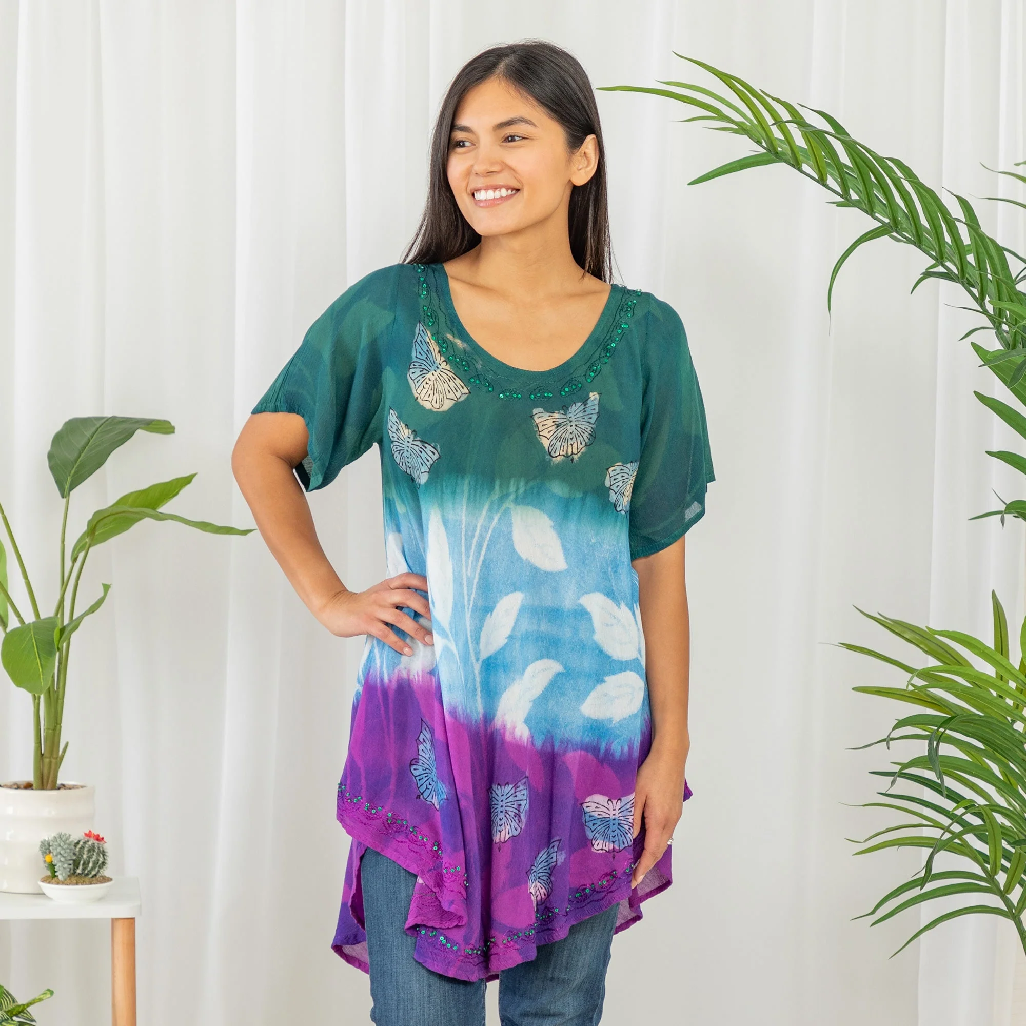 Butterfly Garden Short Sleeve Tunic - Image 12