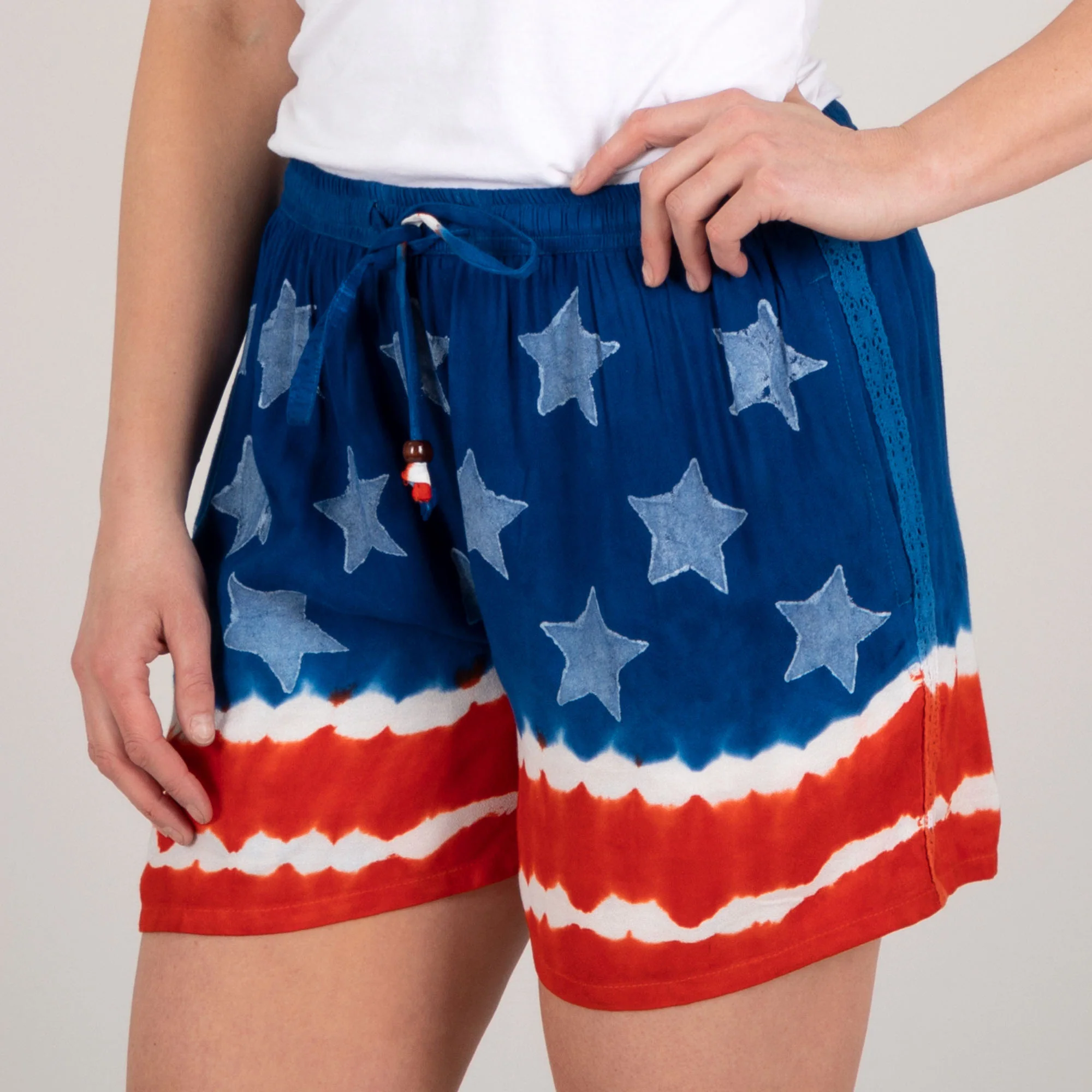 Stars & Stripes Hand Dyed Drawstring Shorts - Image 2