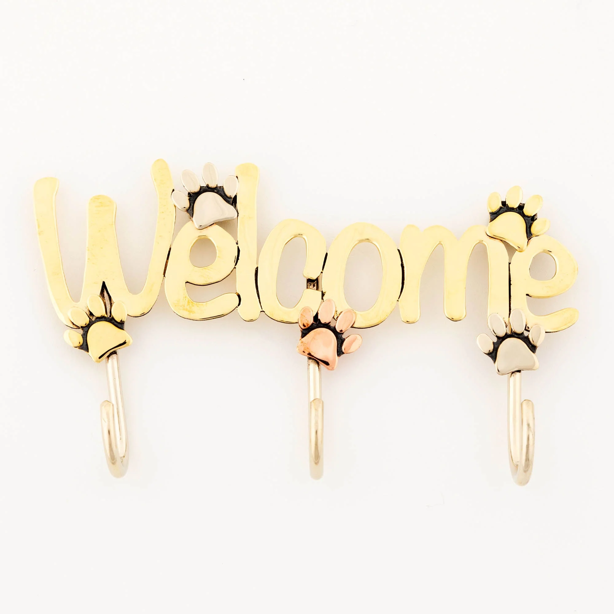 Welcome Paw Print Mixed Metal Sign with Hooks - Image 6