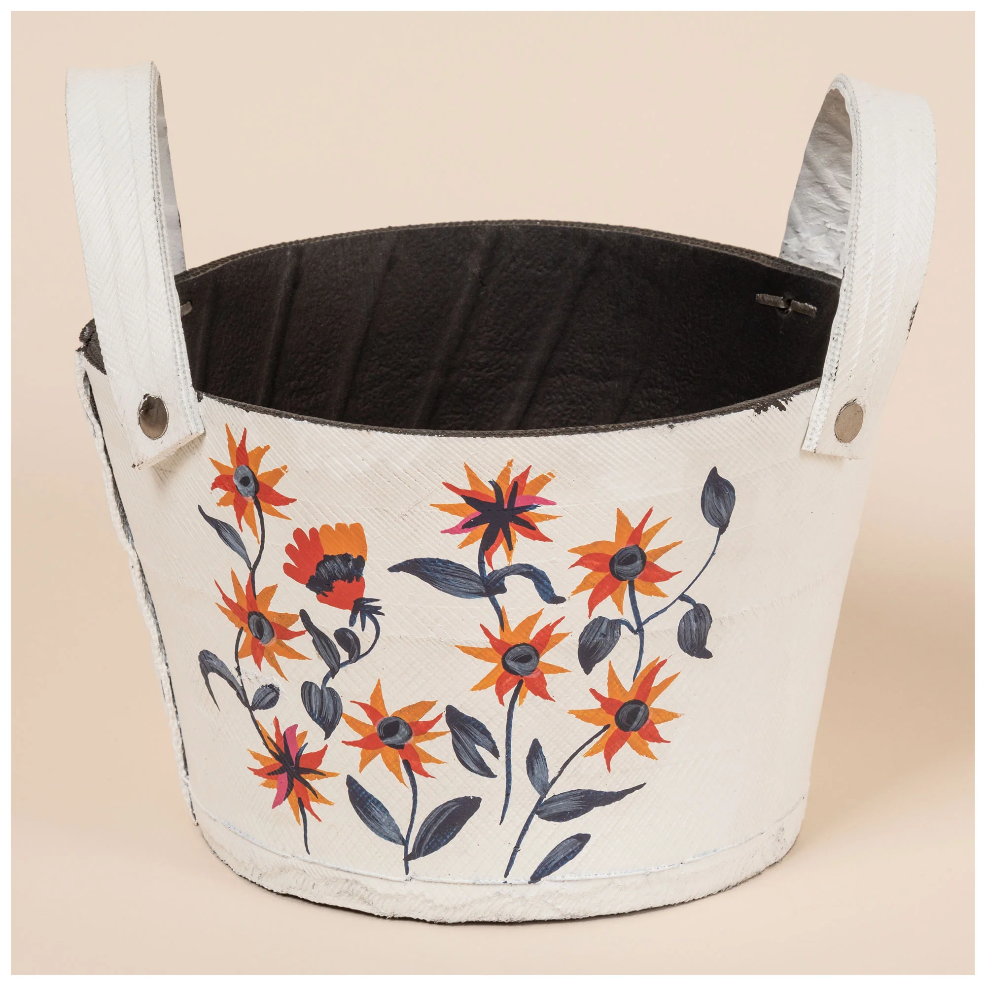 Hand Painted Folklore Recycled Rubber Planter - Image 3