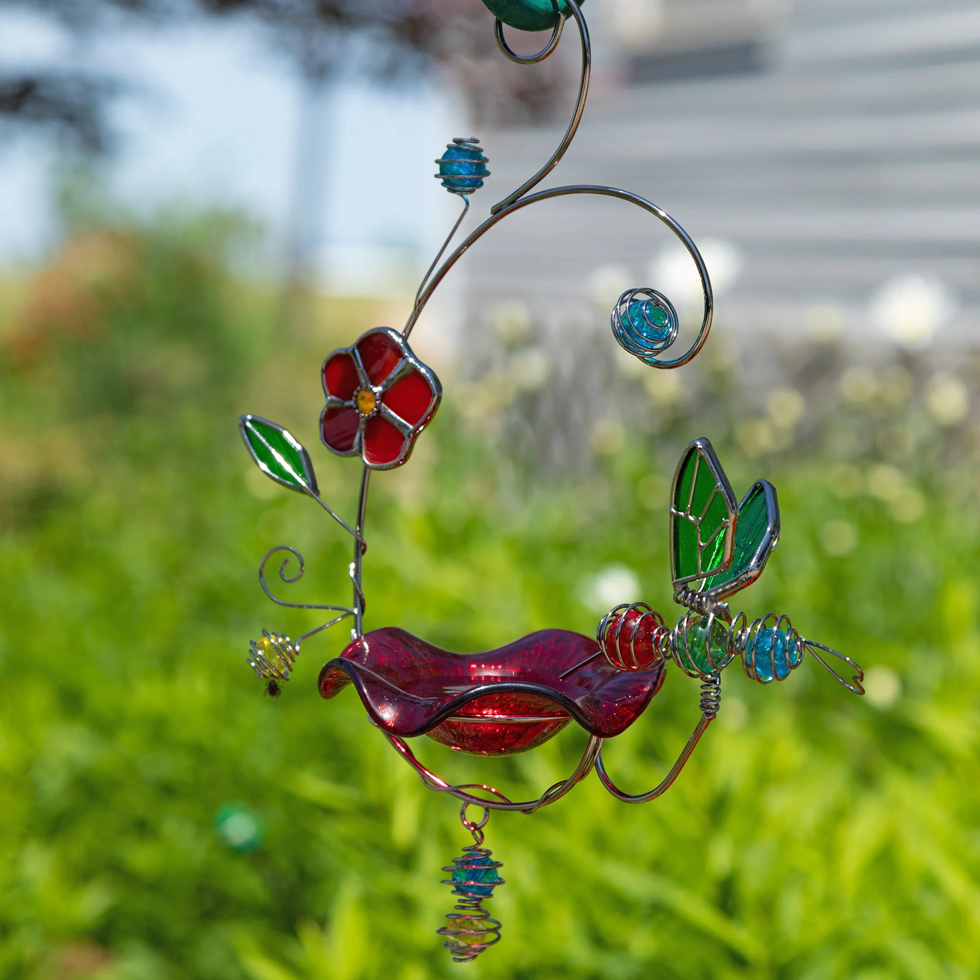 Stained Glass Decorative Hummingbird Feeder - Image 6