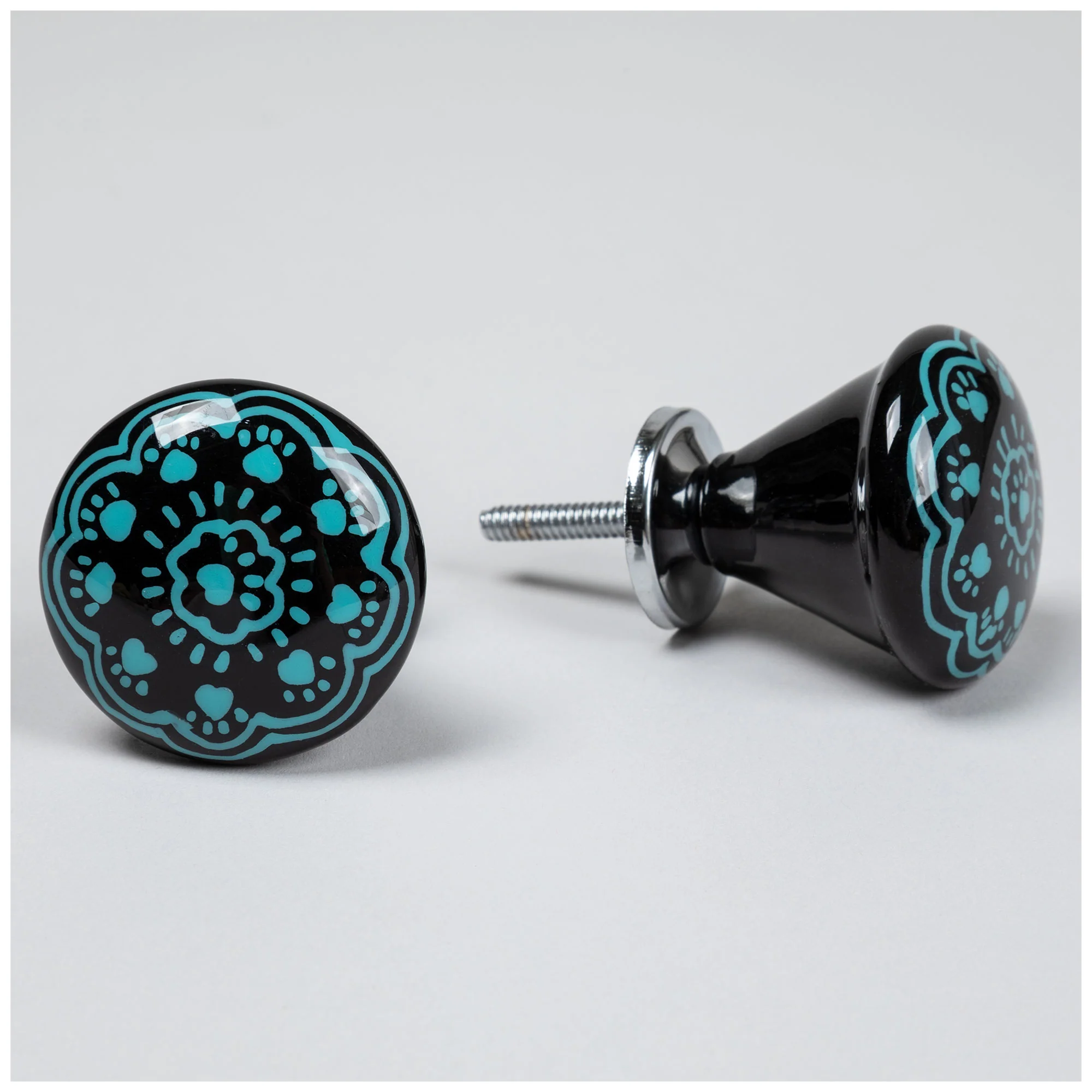 Hand Painted Iron Knobs - Set of 2 - Image 3