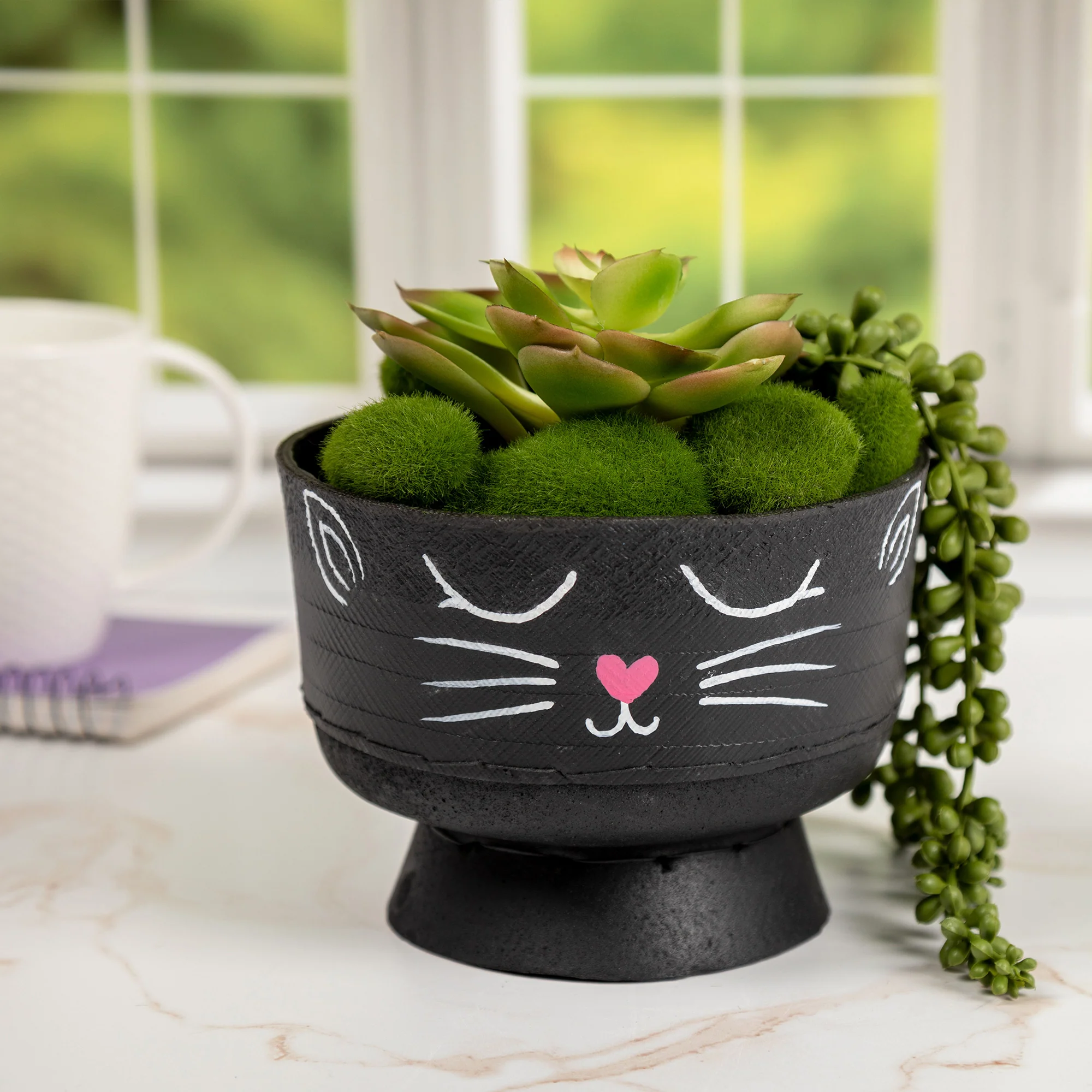 Hand Painted Upcycled Kitty Planter - Image 2