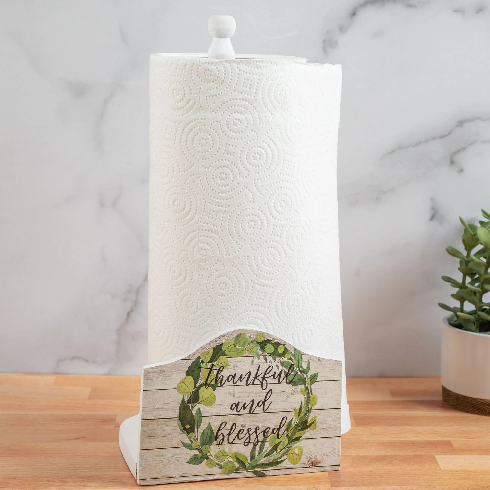 Thankful and Blessed Paper Towel Holder - Image 4