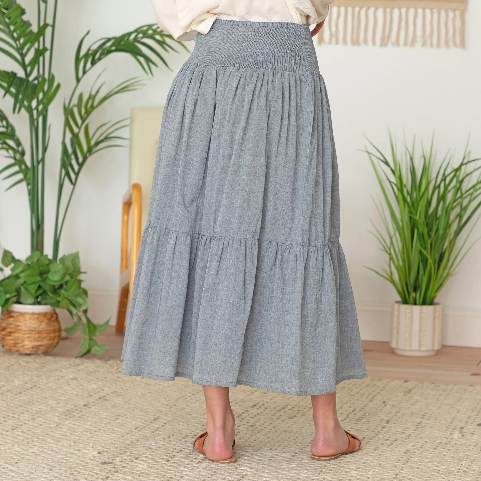 Chambray Button Down Long Skirt - Image 6
