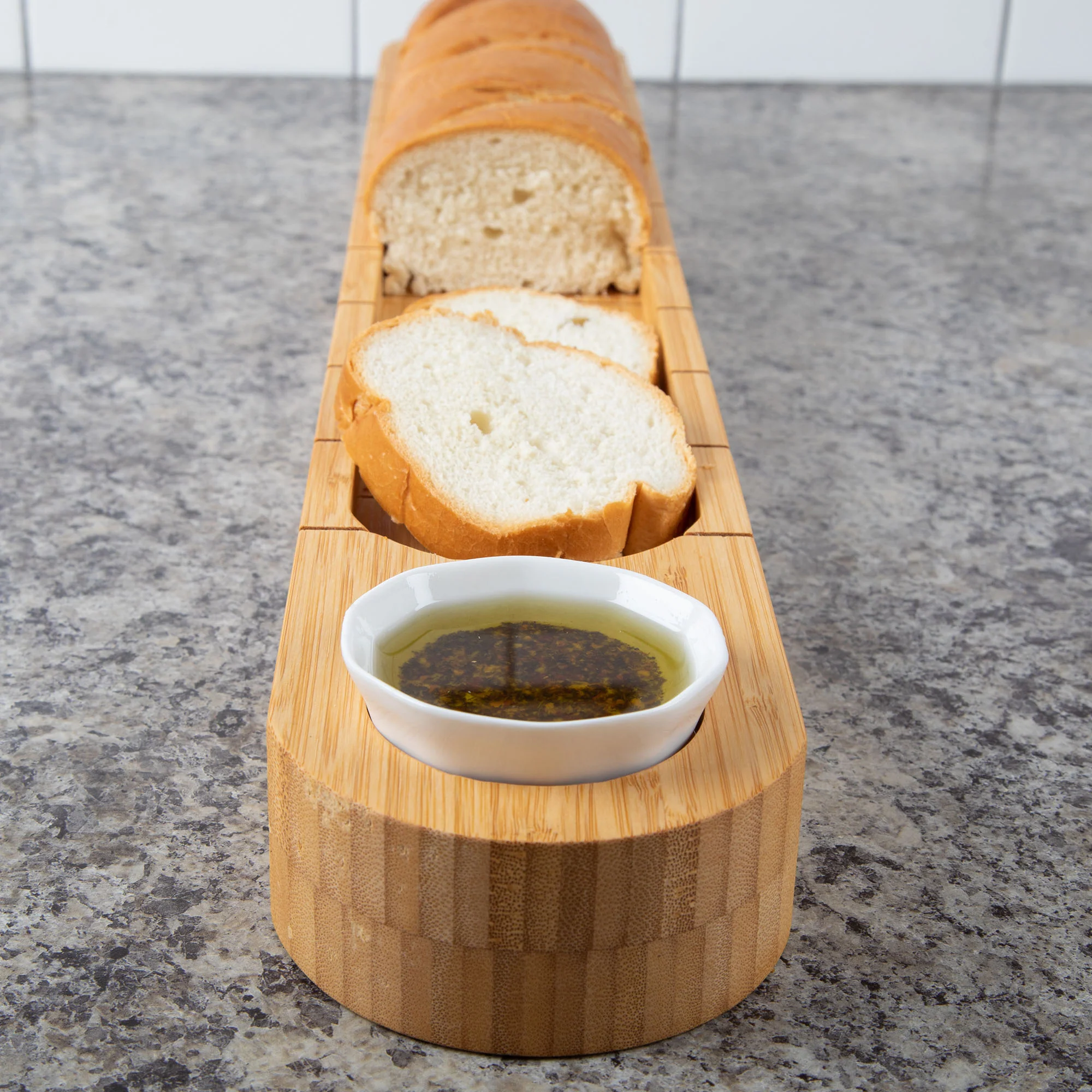 Bamboo Bread Cutting Board with Dip Cup - Image 2
