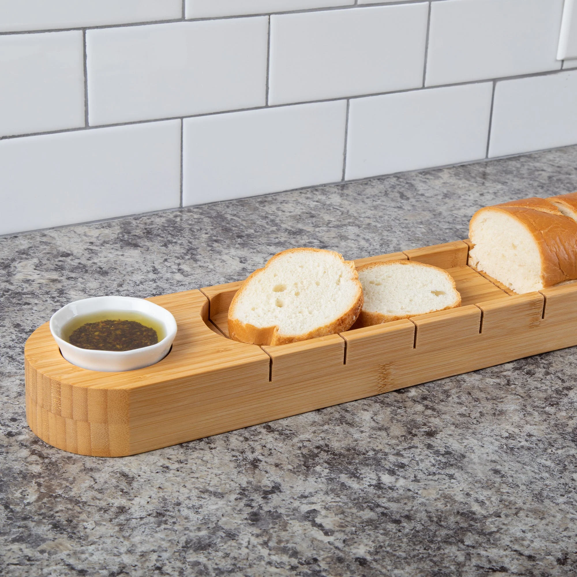 Bamboo Bread Cutting Board with Dip Cup - Image 6