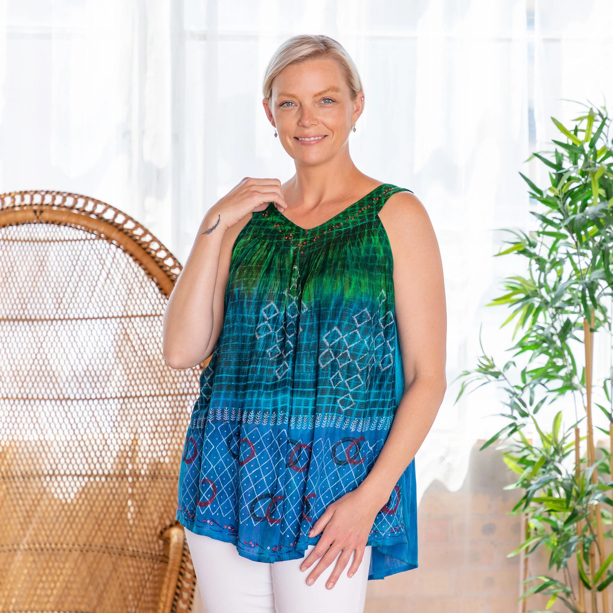 Rainbow Bright Hand Crafted Sleeveless Top - Image 10