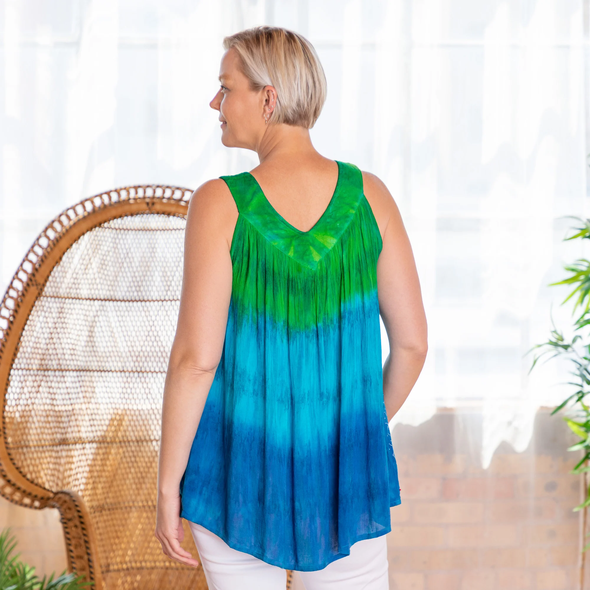 Rainbow Bright Hand Crafted Sleeveless Top - Image 3