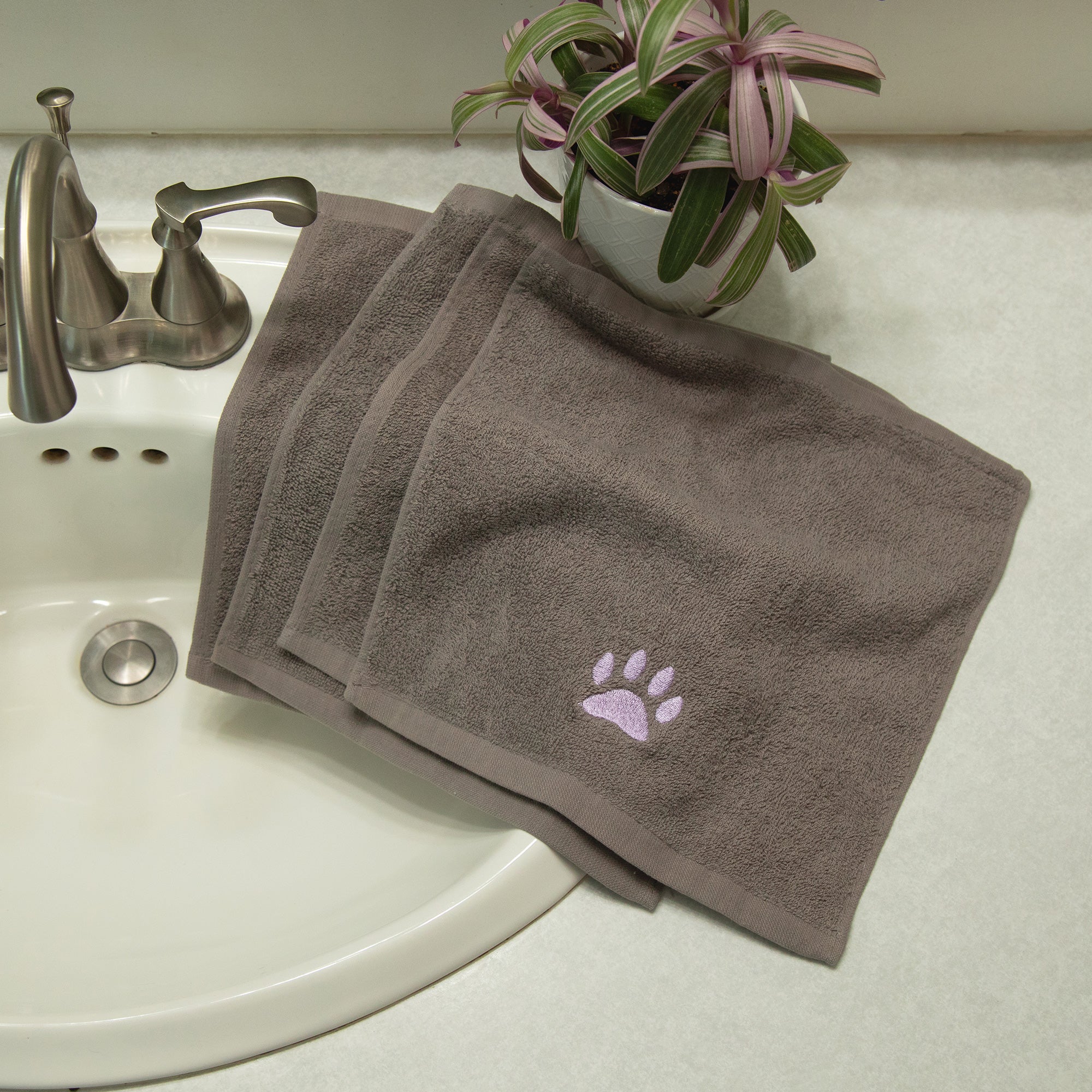 Embroidered Paw Wash Cloth - Set of 4 - Image 5