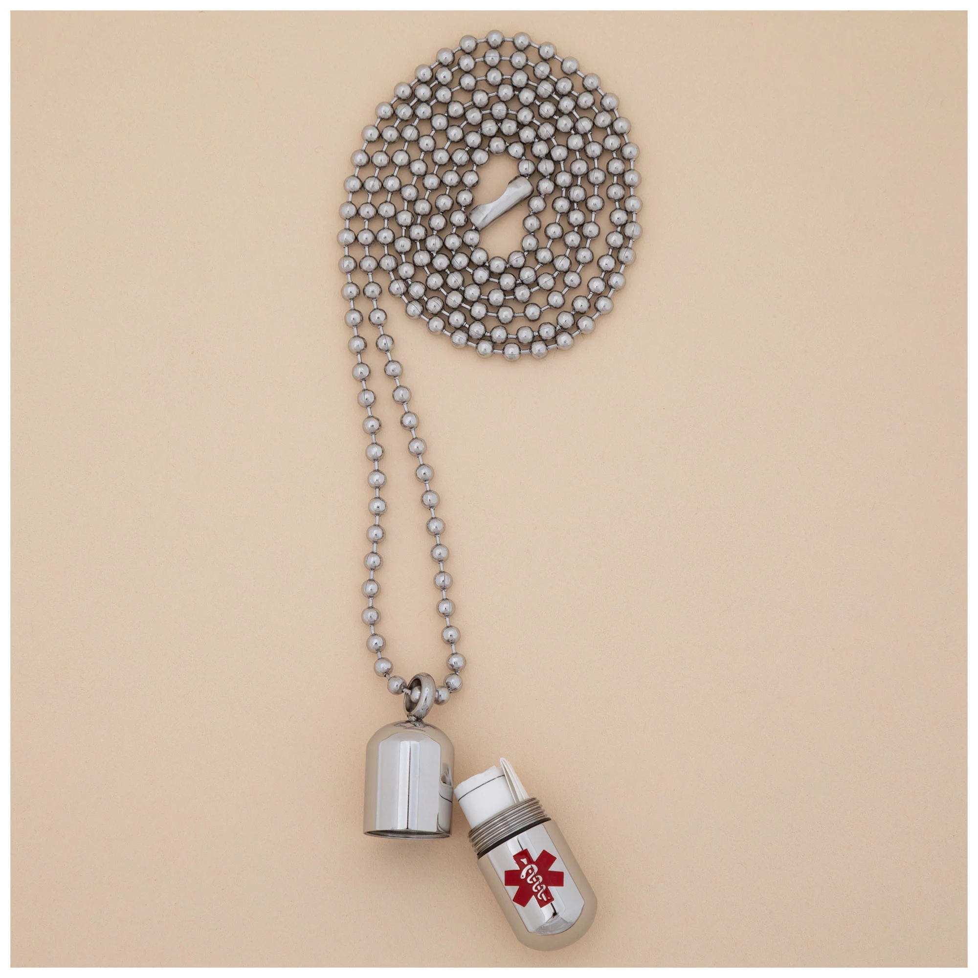 Stainless Steel Medical Alert Pill Container Necklace - Image 4
