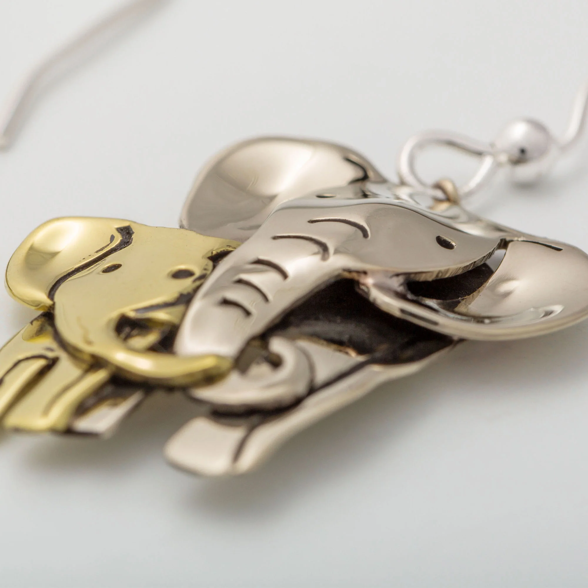 Elephant Parent & Baby Mixed Metal Earrings - Image 5
