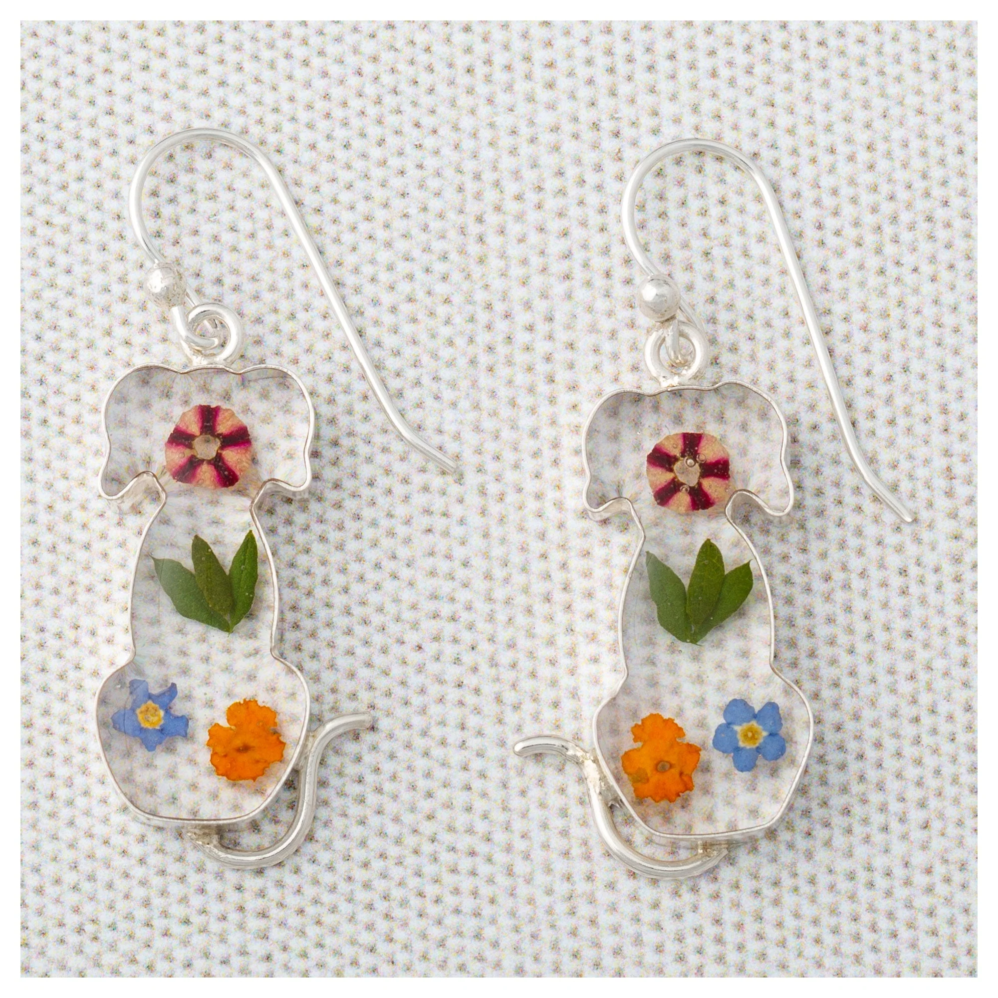 Real Flowers & Sterling Dog Earrings - Image 4