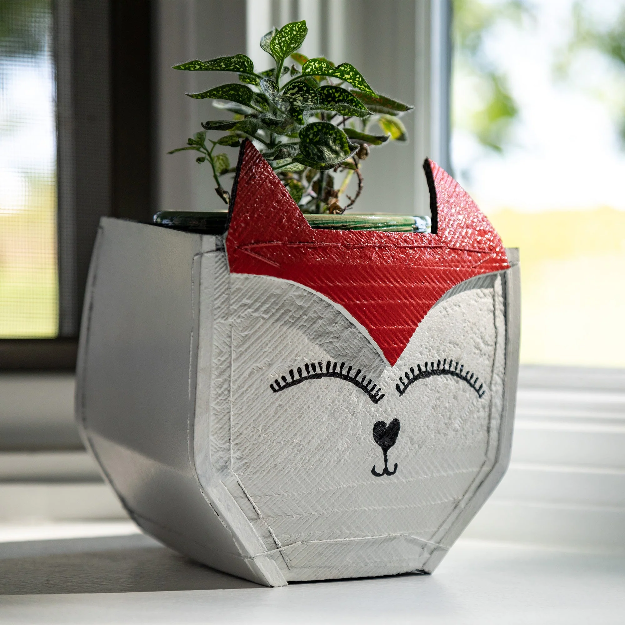 Hand Painted Upcycled Fox Planter - Image 6
