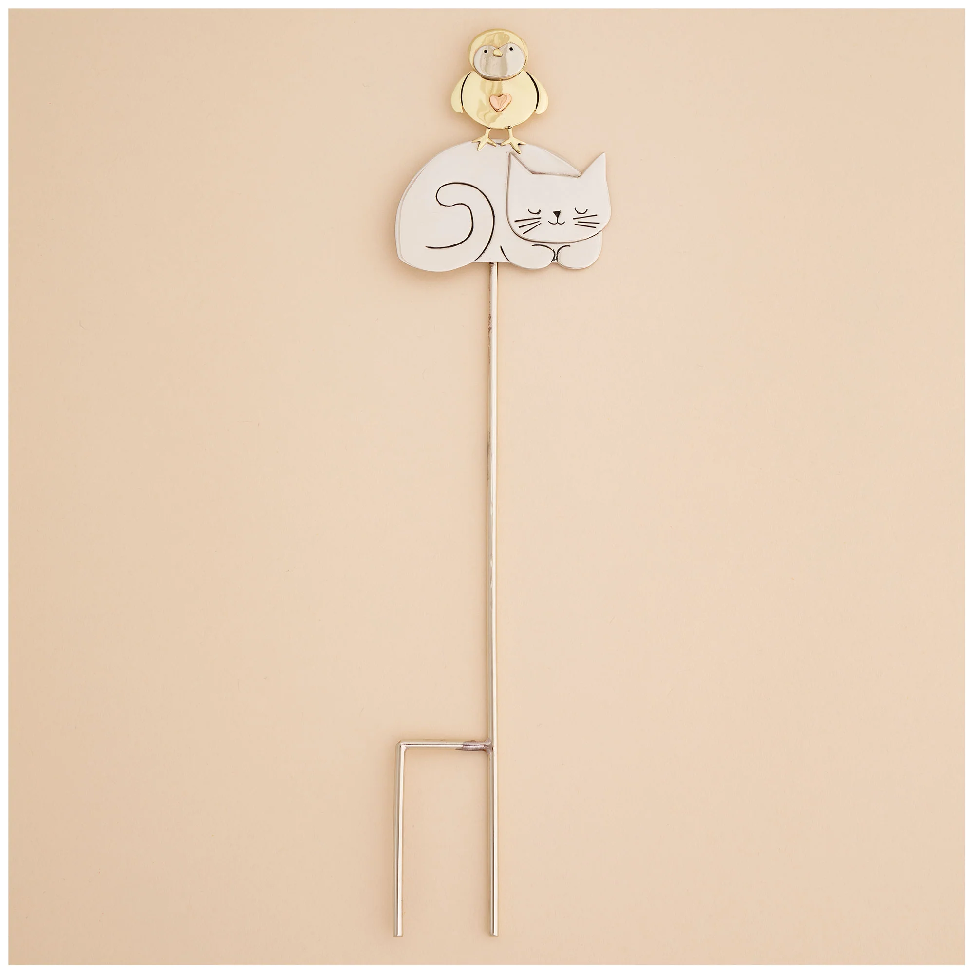 Sleeping Cat Mixed Metal Plant Stake - Image 2