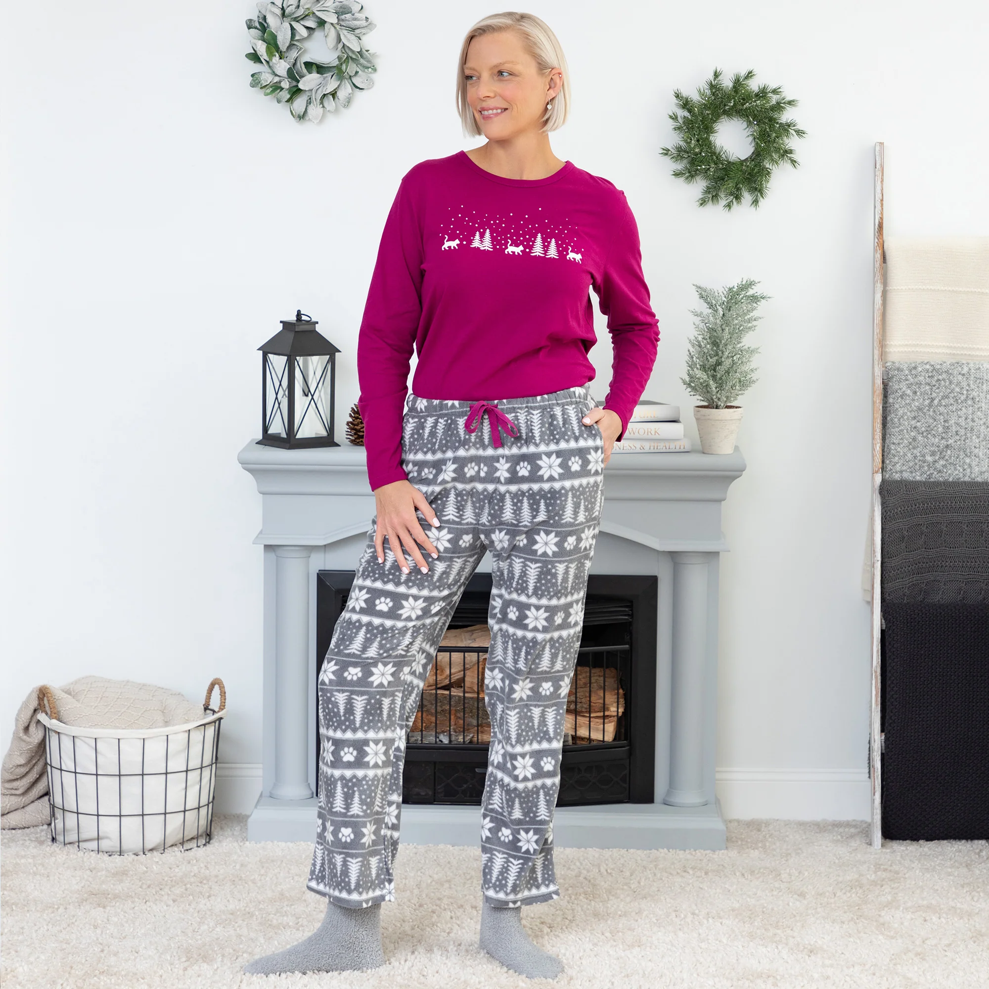 Winter Paw Print Pet Pajama Set - Image 5