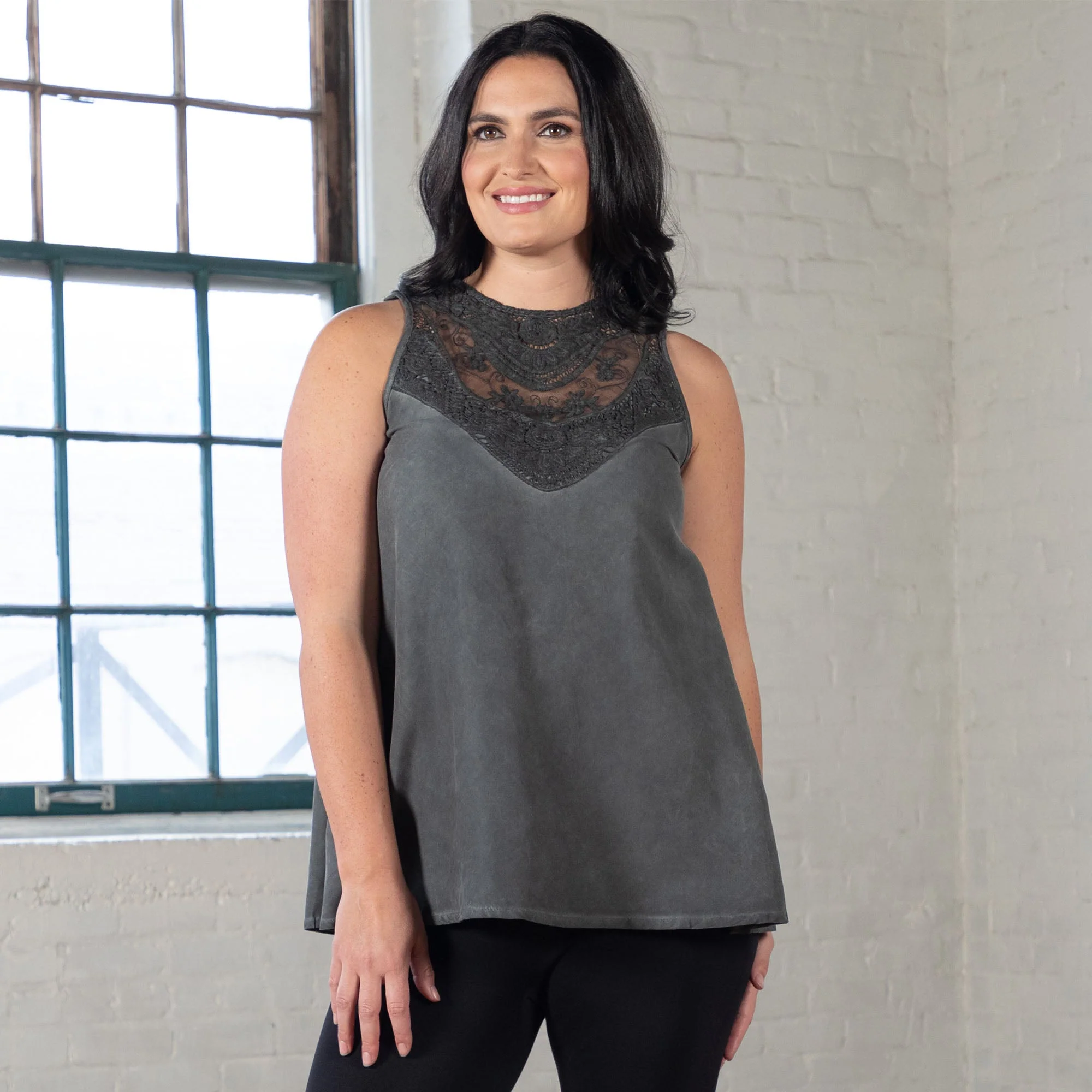 Lace Front Sleeveless Top - Image 17
