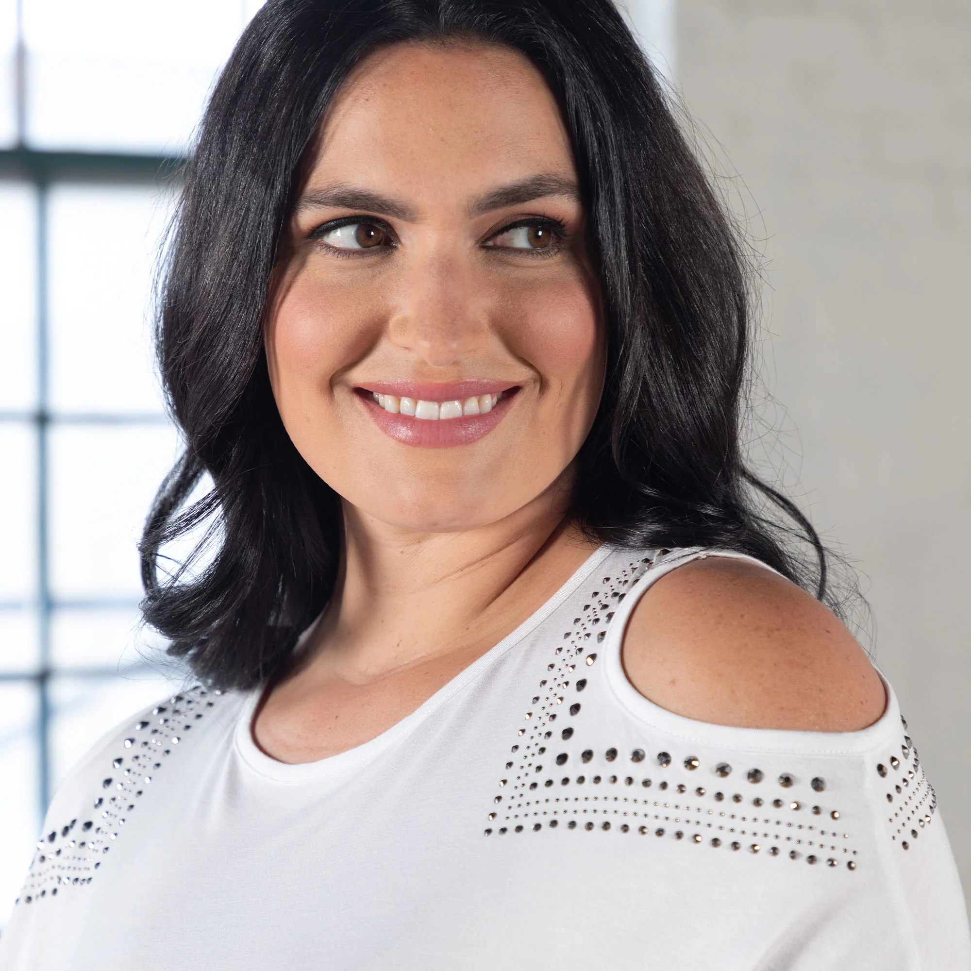 Cold Shoulder Rhinestone Top - Image 6