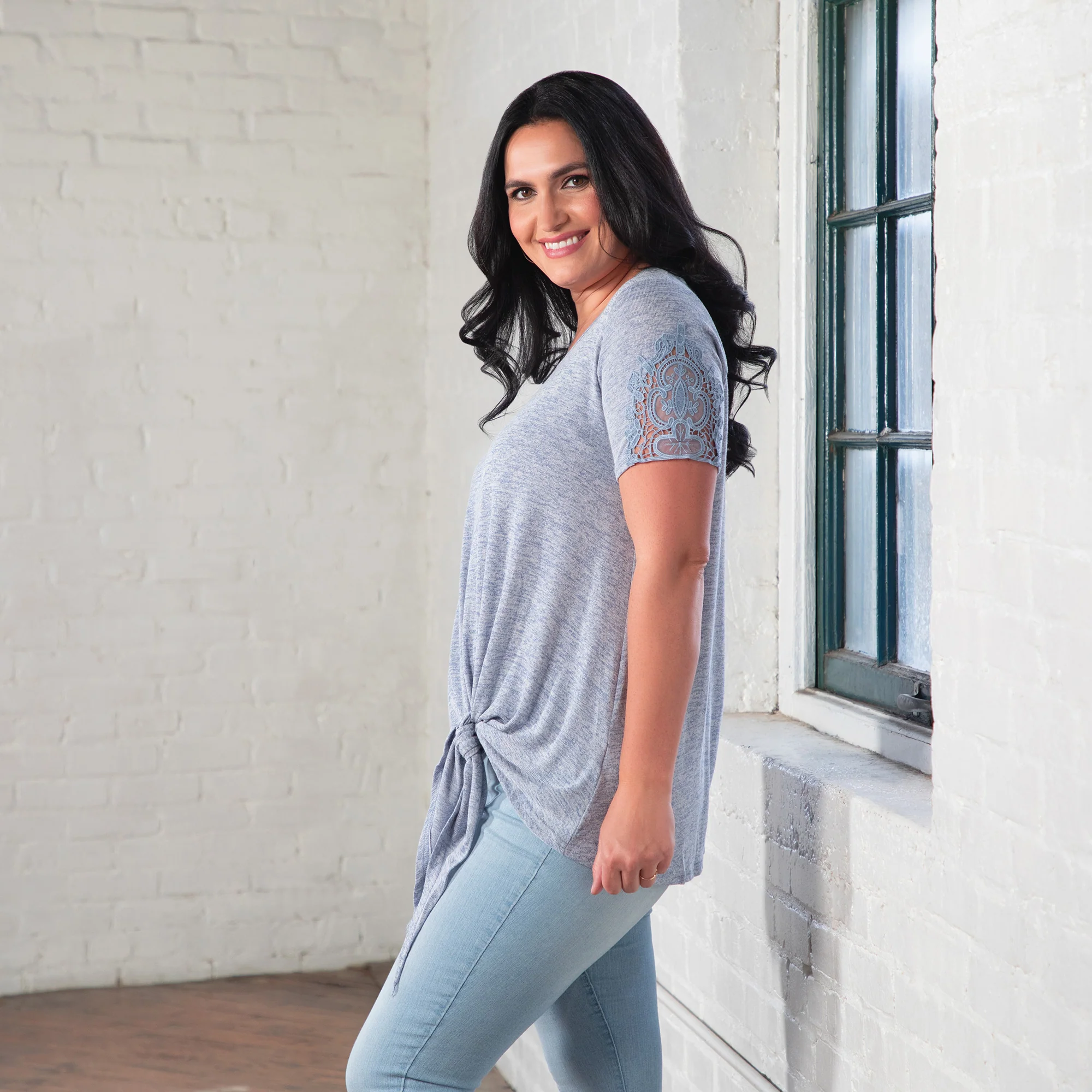 Tie Knot Lace Short Sleeve Shirt - Image 11