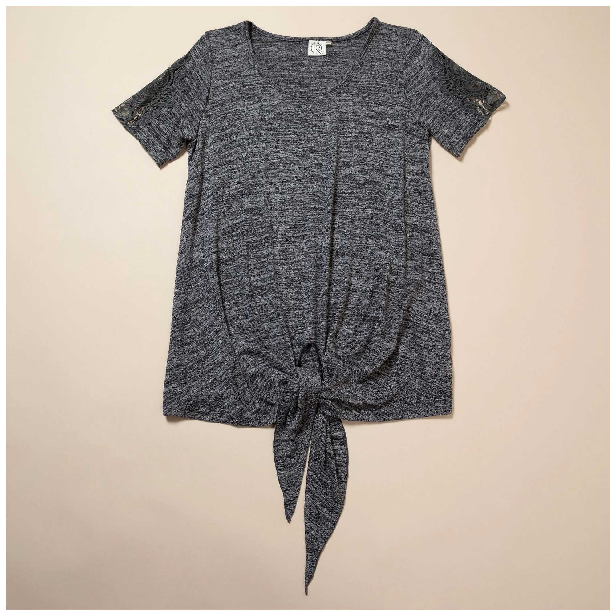 Tie Knot Lace Short Sleeve Shirt - Image 5