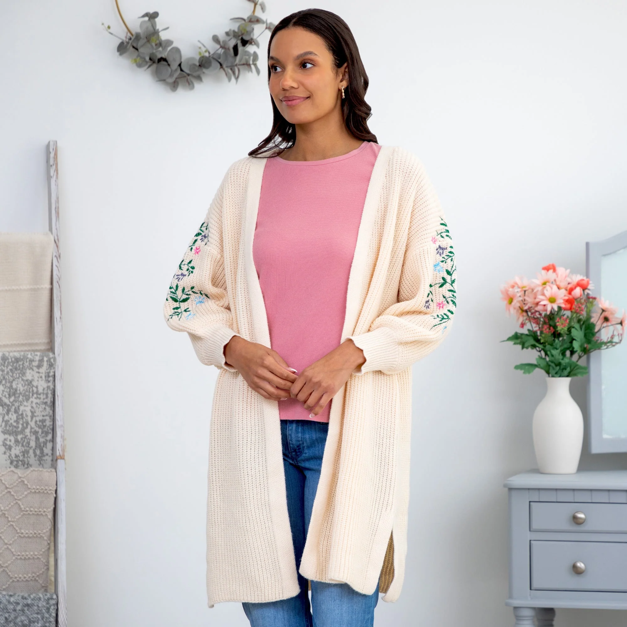 Paw Floral Vine Accented Cardigan - Image 10