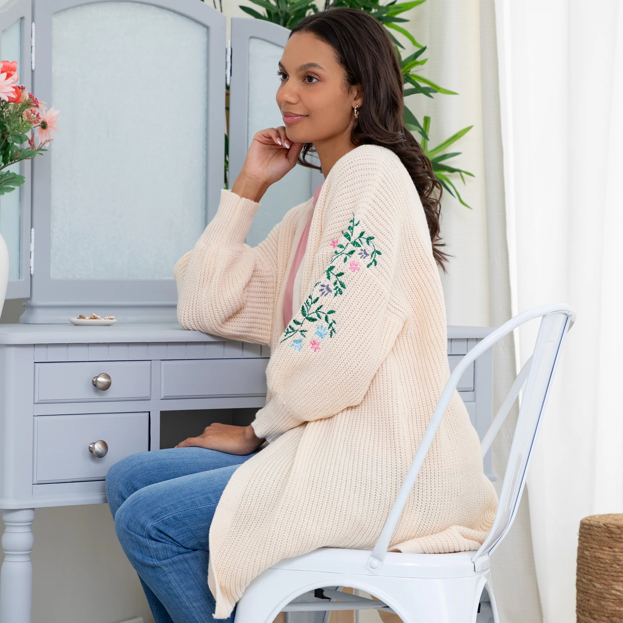 Paw Floral Vine Accented Cardigan - Image 4