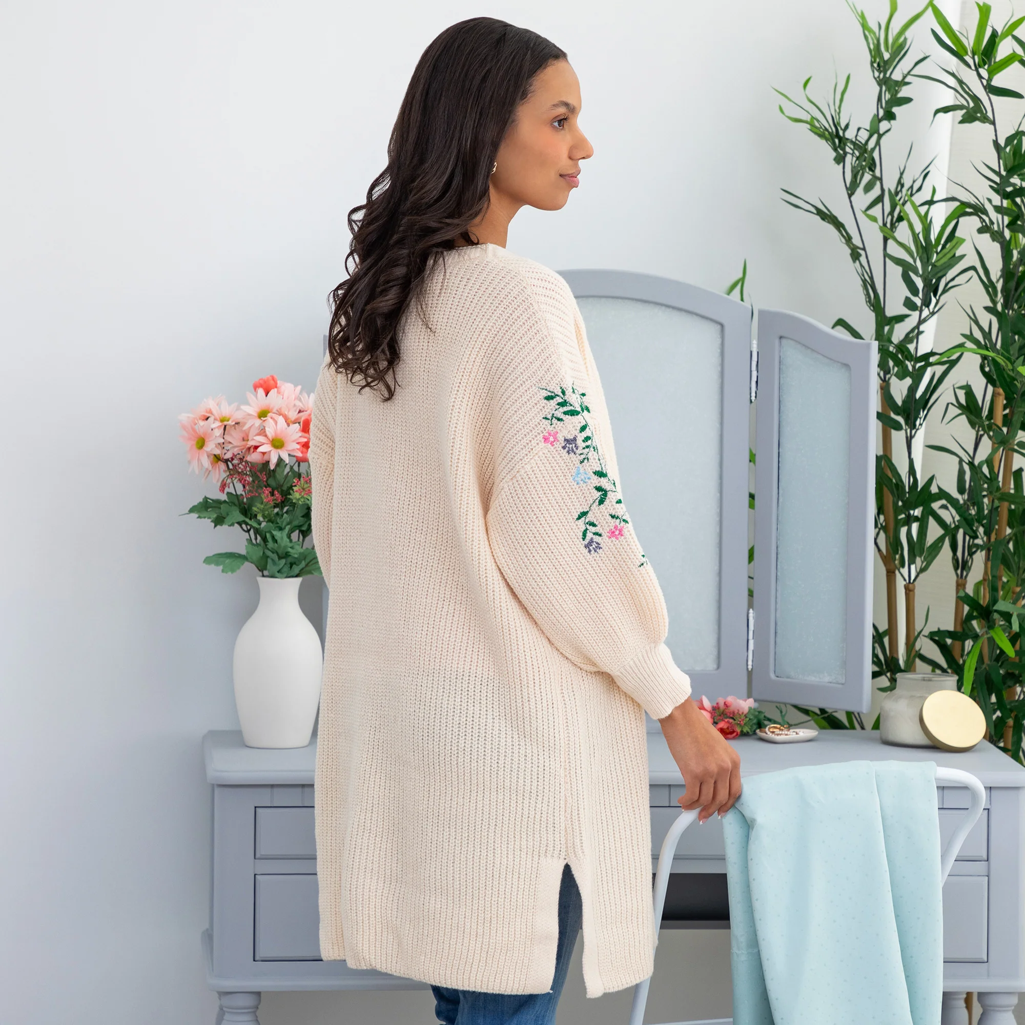 Paw Floral Vine Accented Cardigan - Image 5